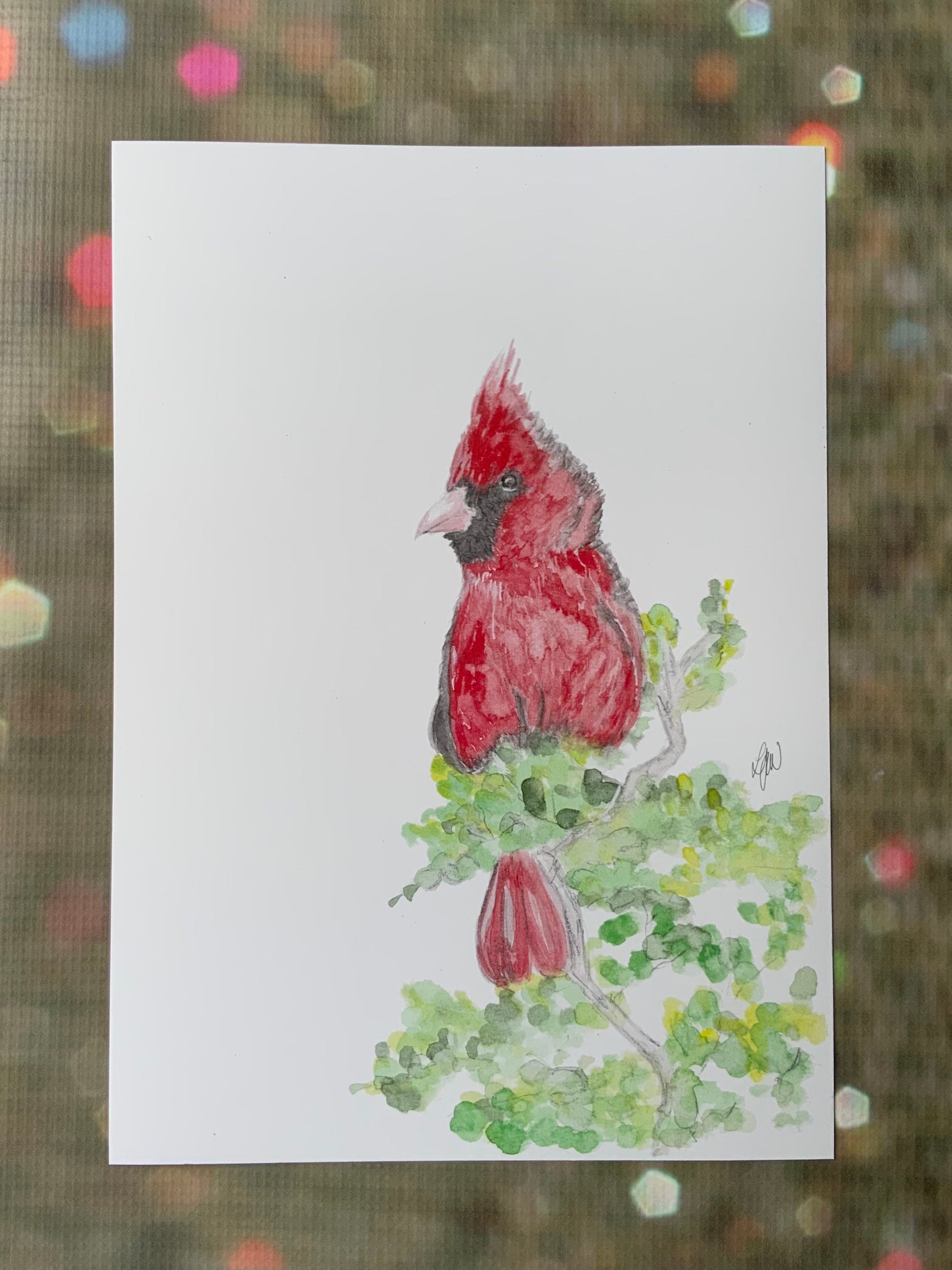 Cardinal watercolour print