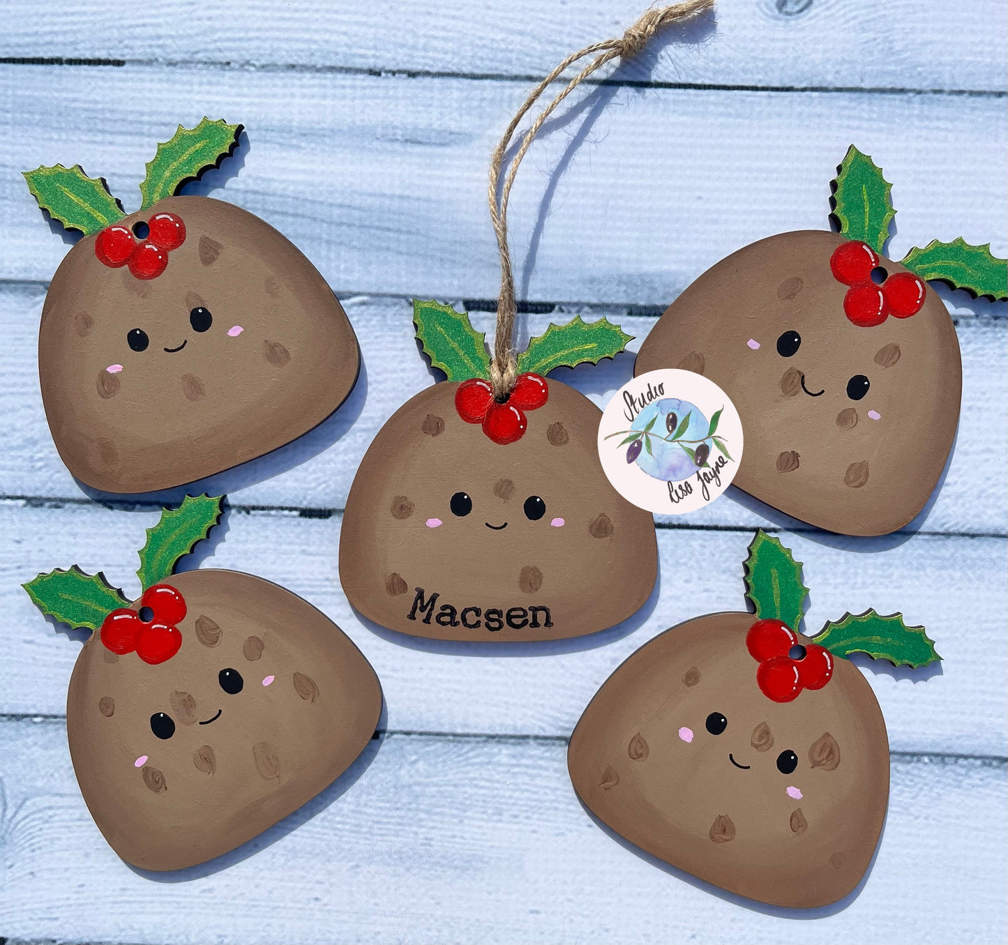 Handmade Personalised Christmas Pudding Decoration