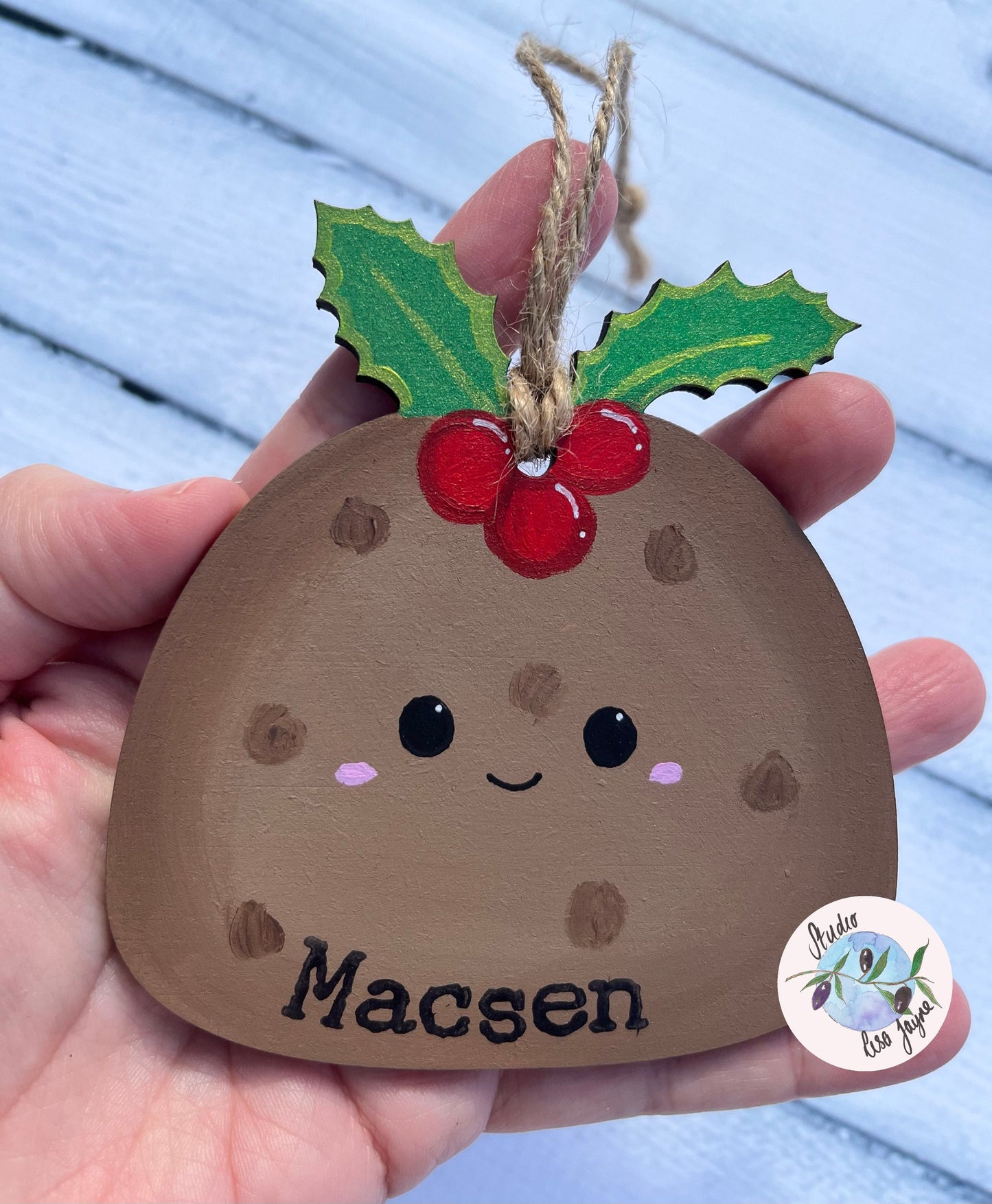 Handmade Personalised Christmas Pudding Decoration