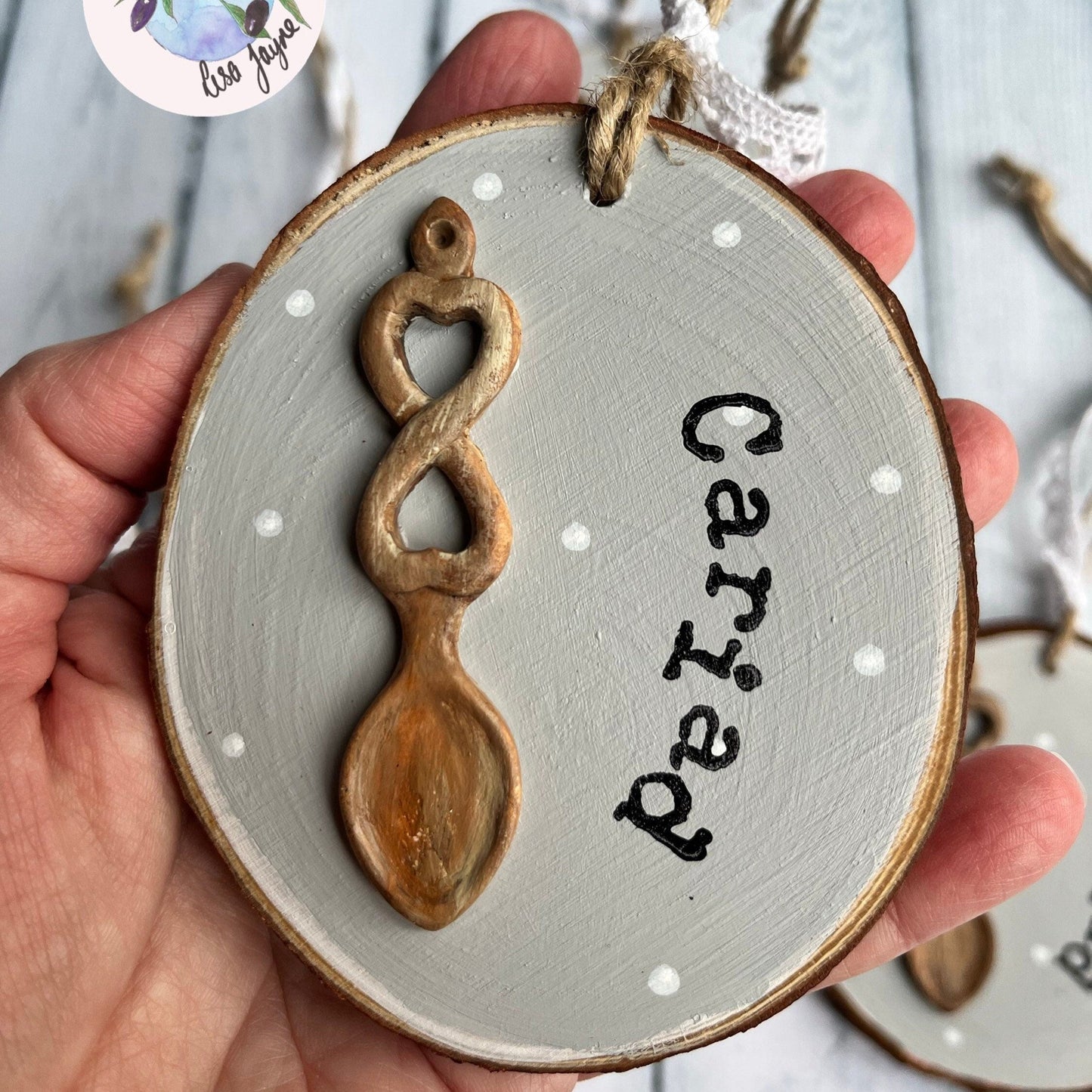 Cariad Love Spoon Welsh Gift Decoration - Closeup