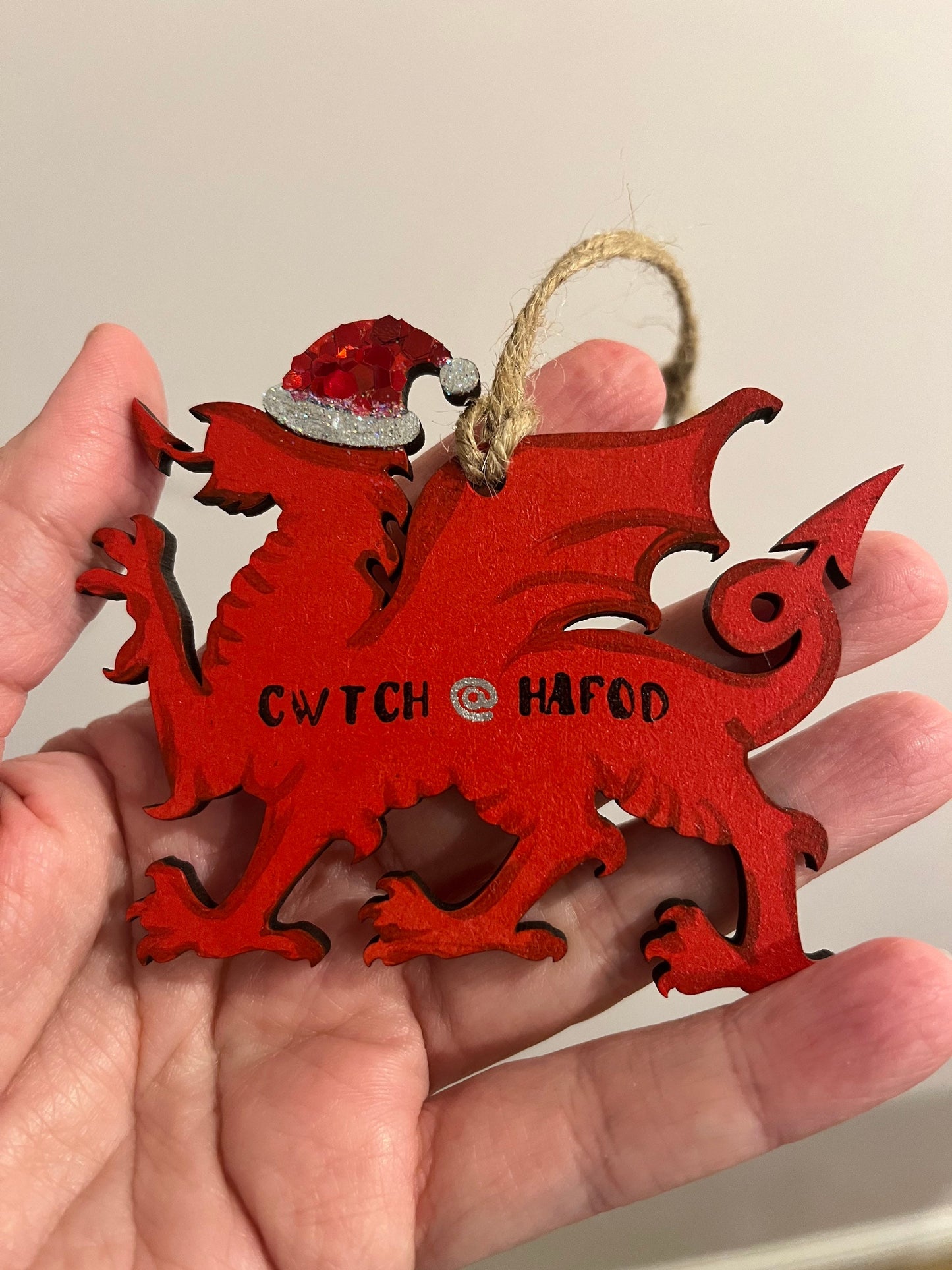 Welsh Dragon Hand Made Wooden Hanging Decor