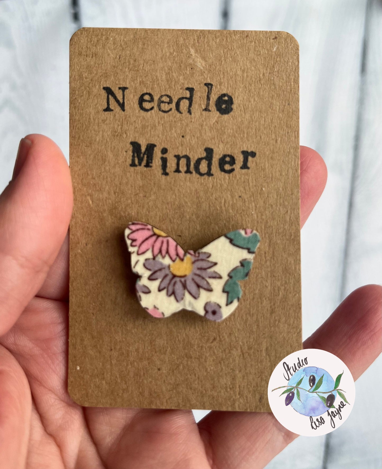 Butterfly Shaped Needle Minder, Liberty Fabric