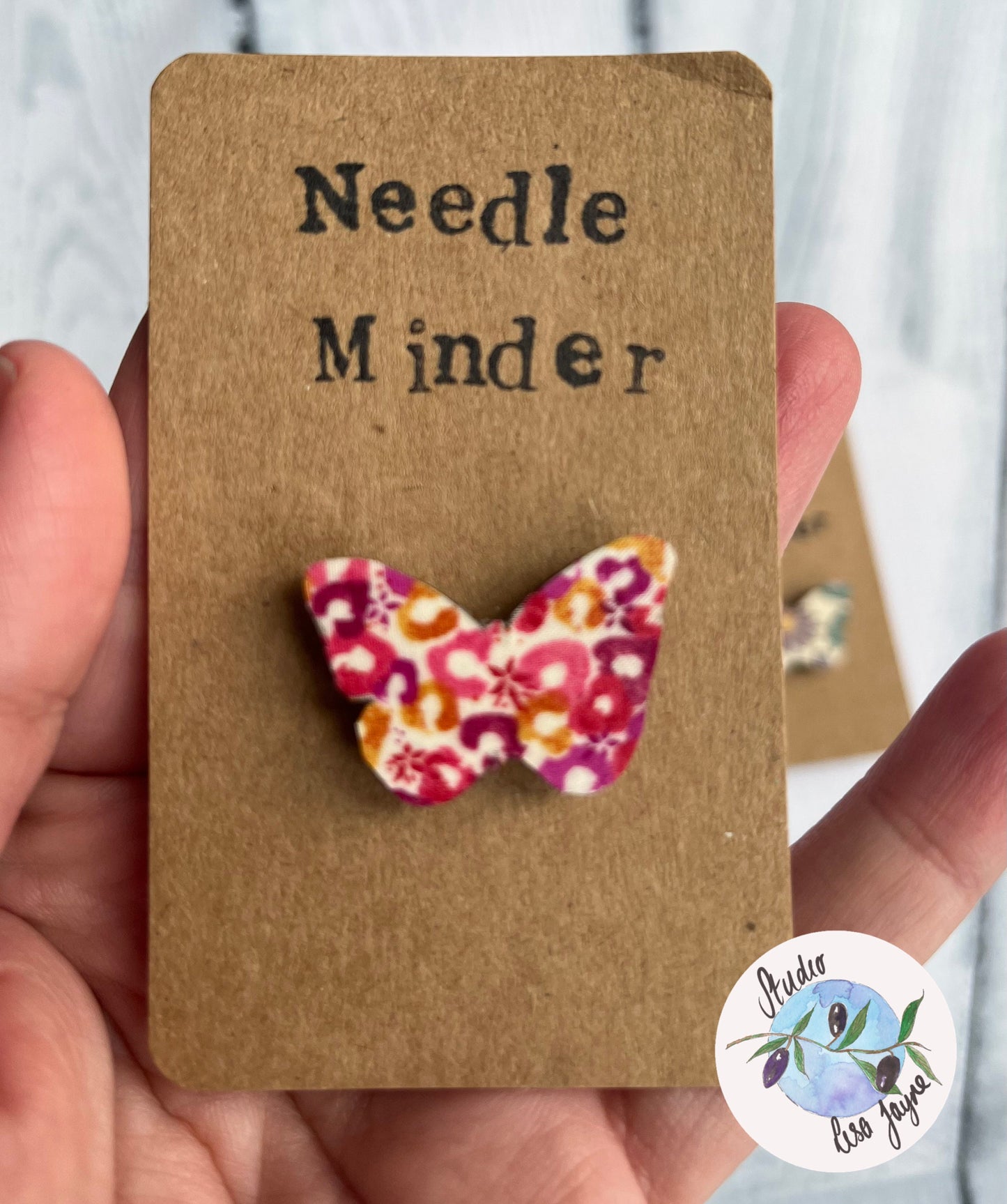 Butterfly Shaped Needle Minder, Liberty Fabric