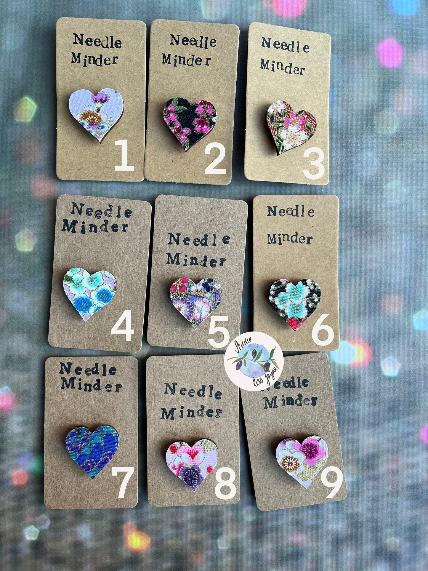 Heart Shaped Needle Minder, Floral Fabric