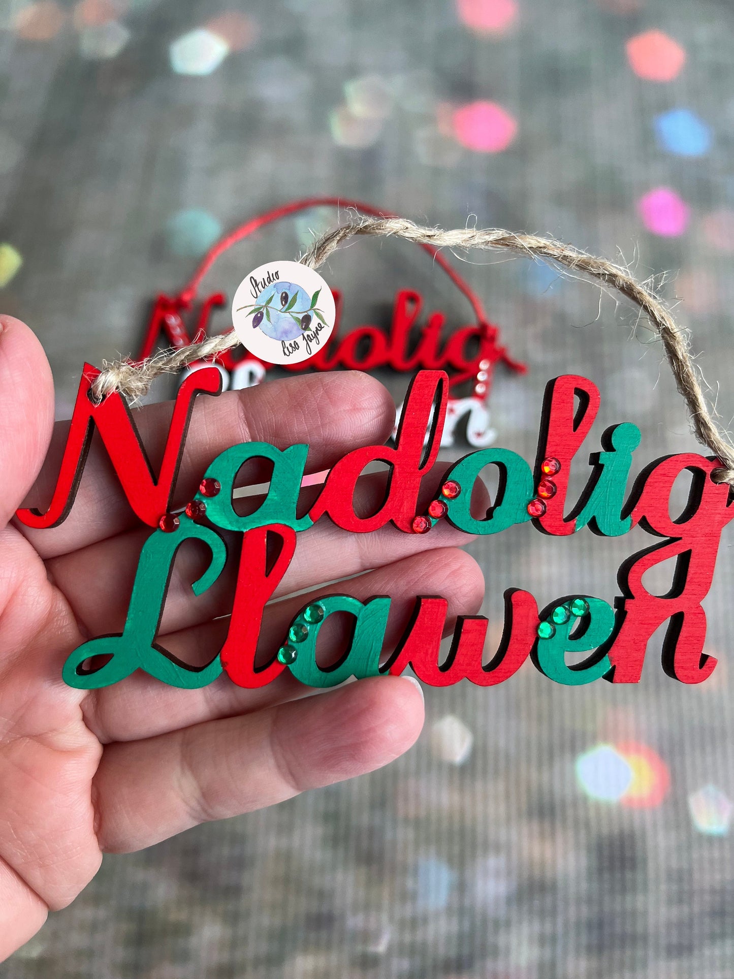 Nadolig Llawen Hanging Christmas Sign Tree Decoration