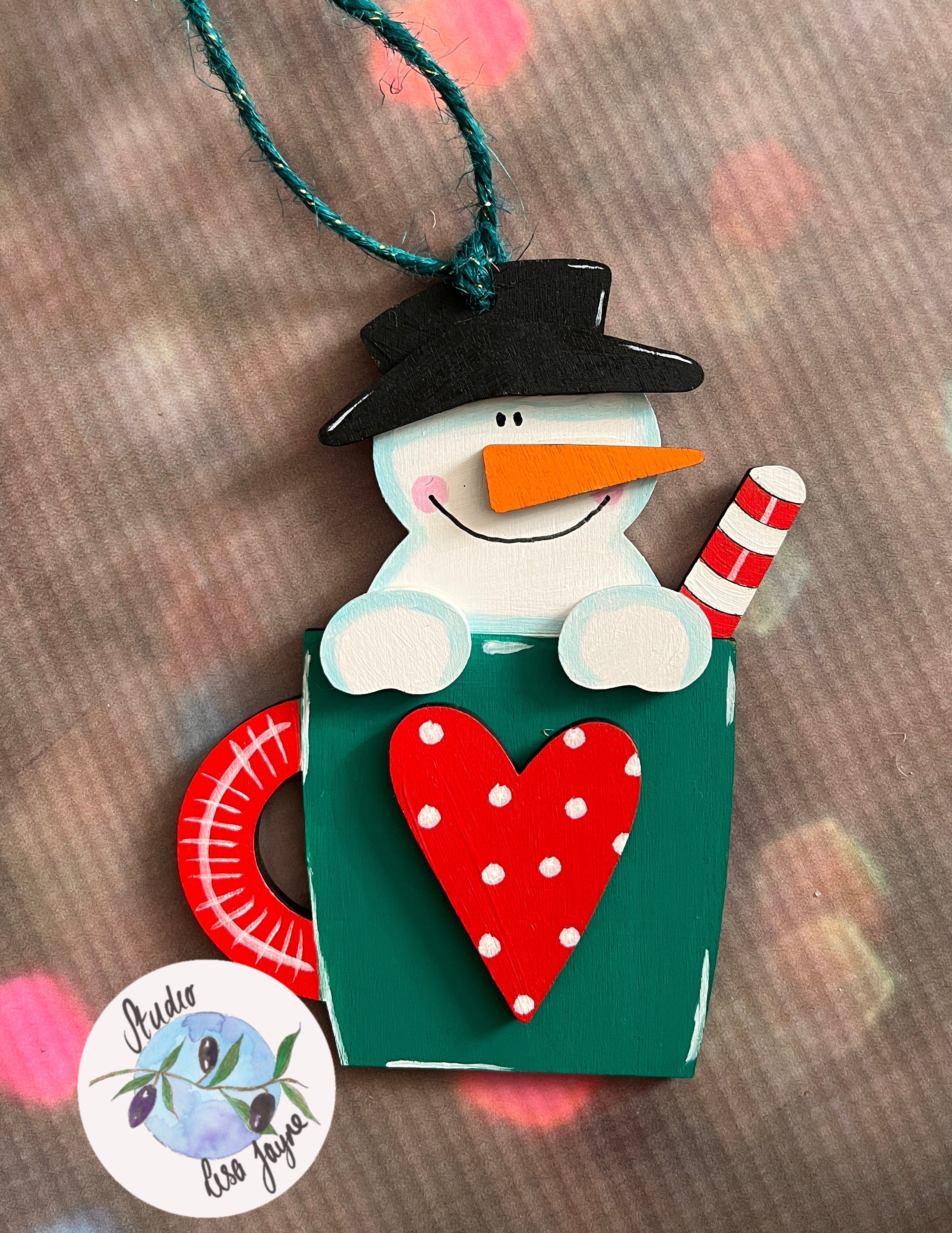 Christmas Gingerbread man or Snowman in a Mug Decoration