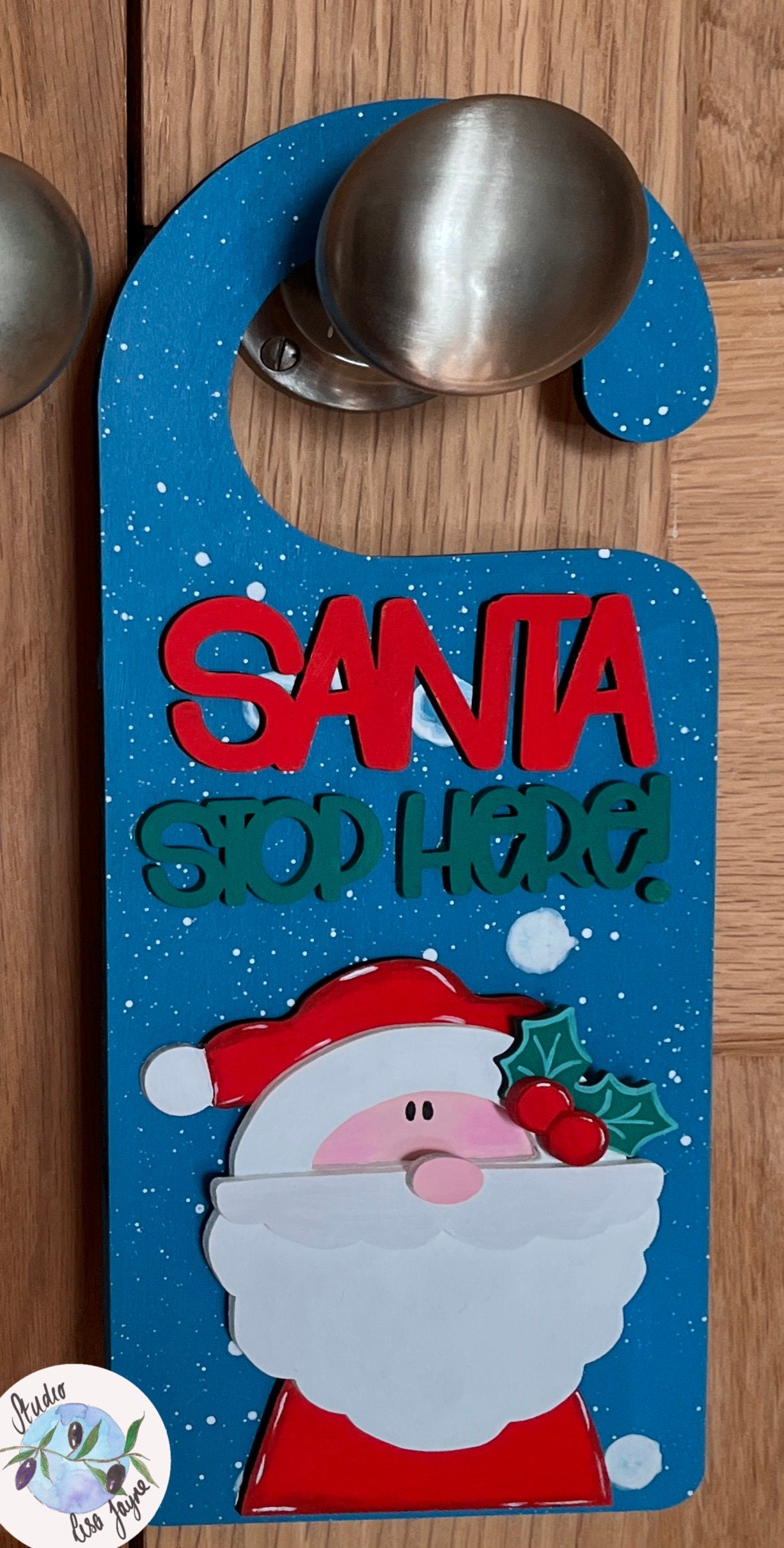 Santa Stop Here Door Hanging Christmas Sign