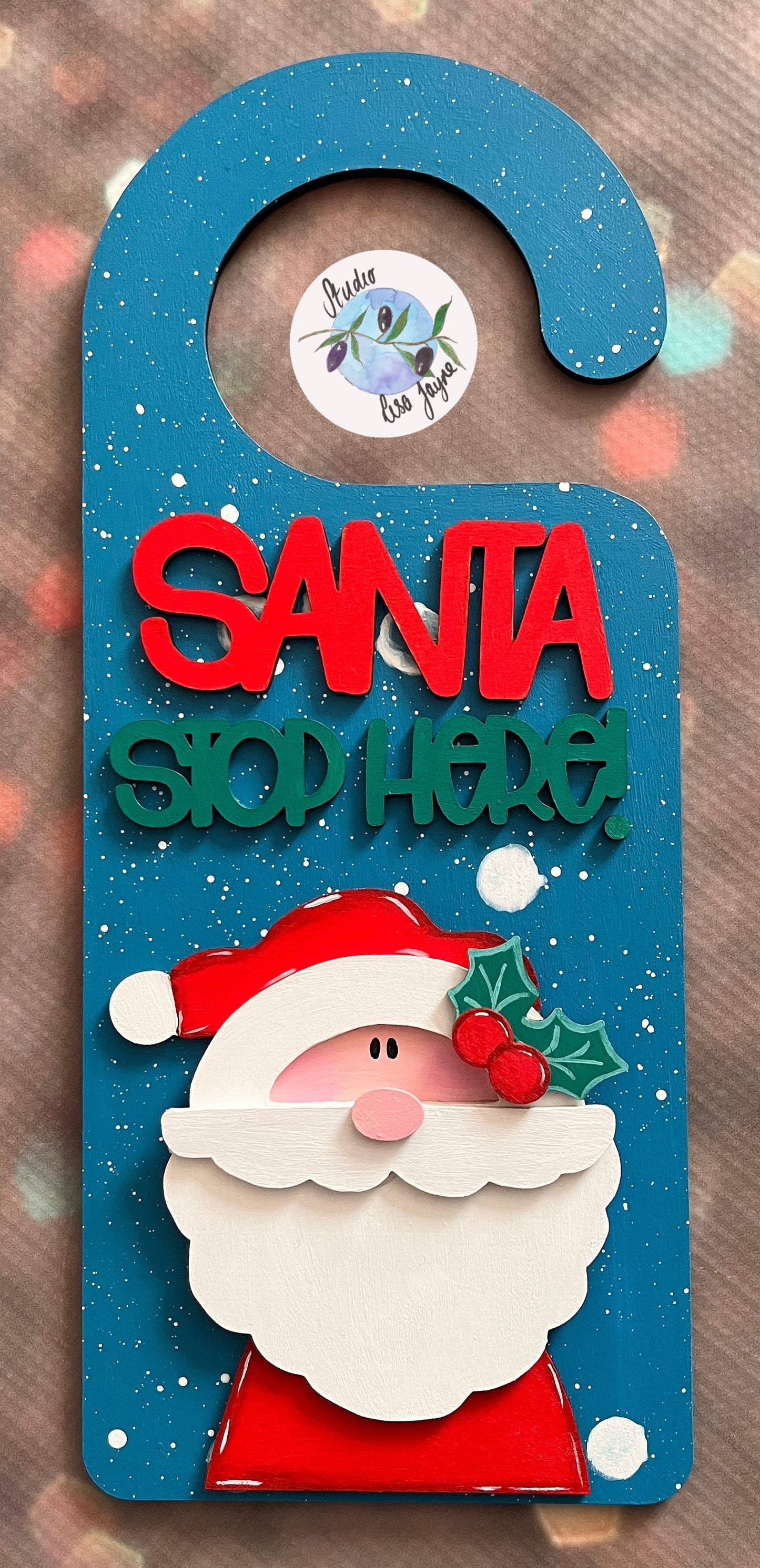 Santa Stop Here Door Hanging Christmas Sign