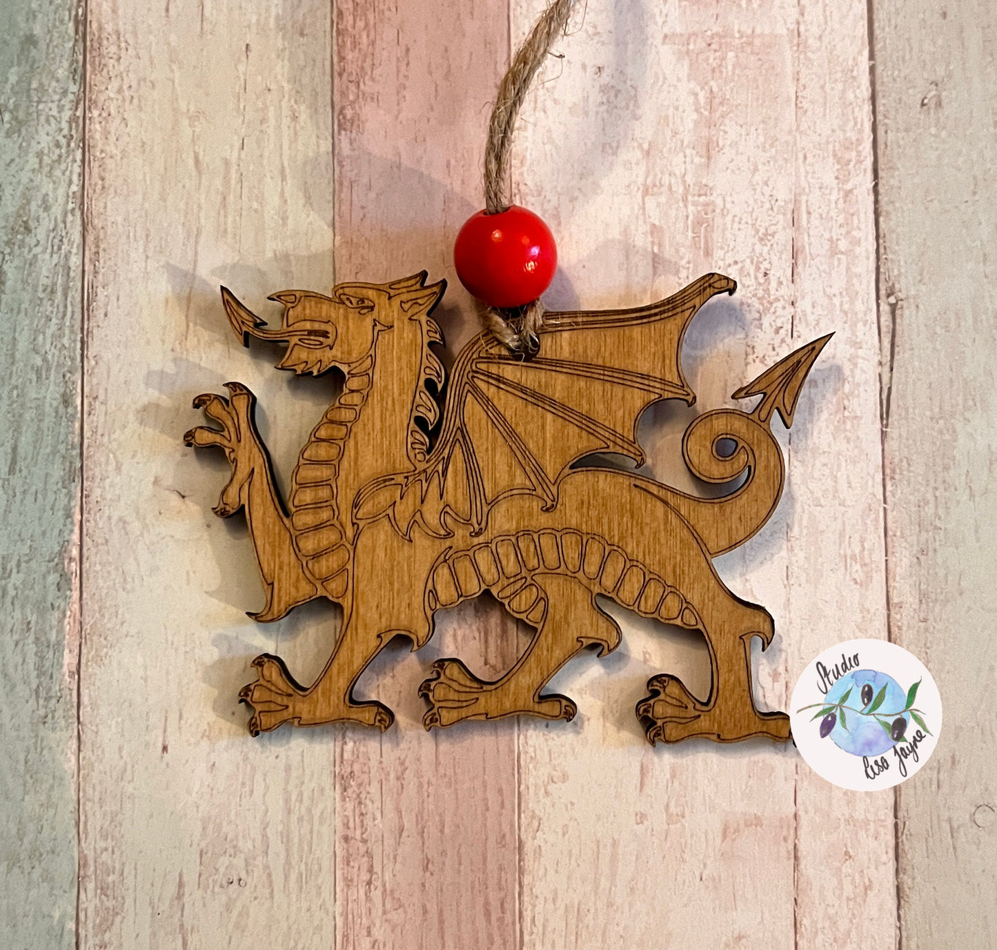 Welsh Dragon Hand Made Wooden Hanging Decor