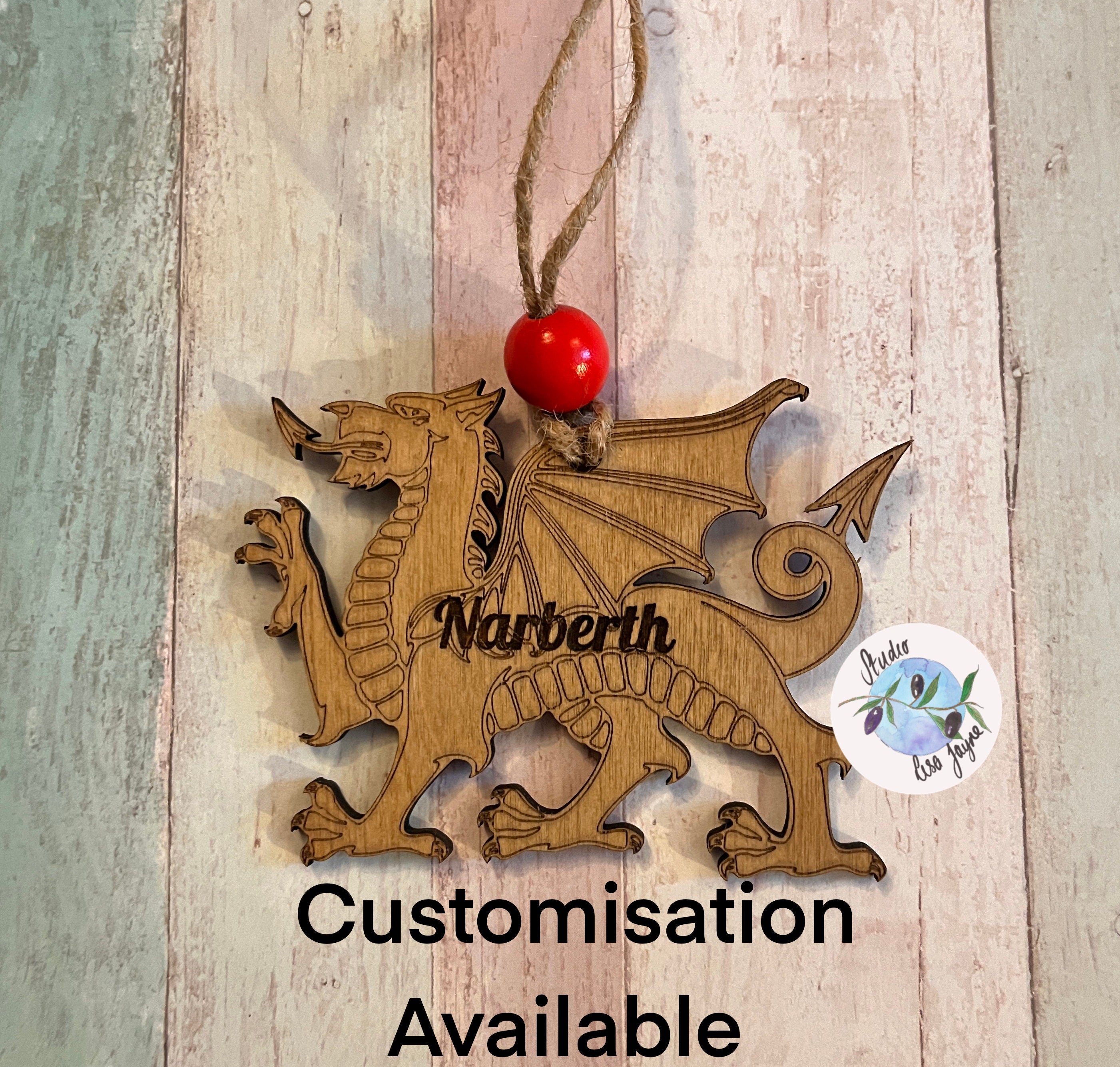 Welsh Dragon Hand Made Wooden Hanging Decor