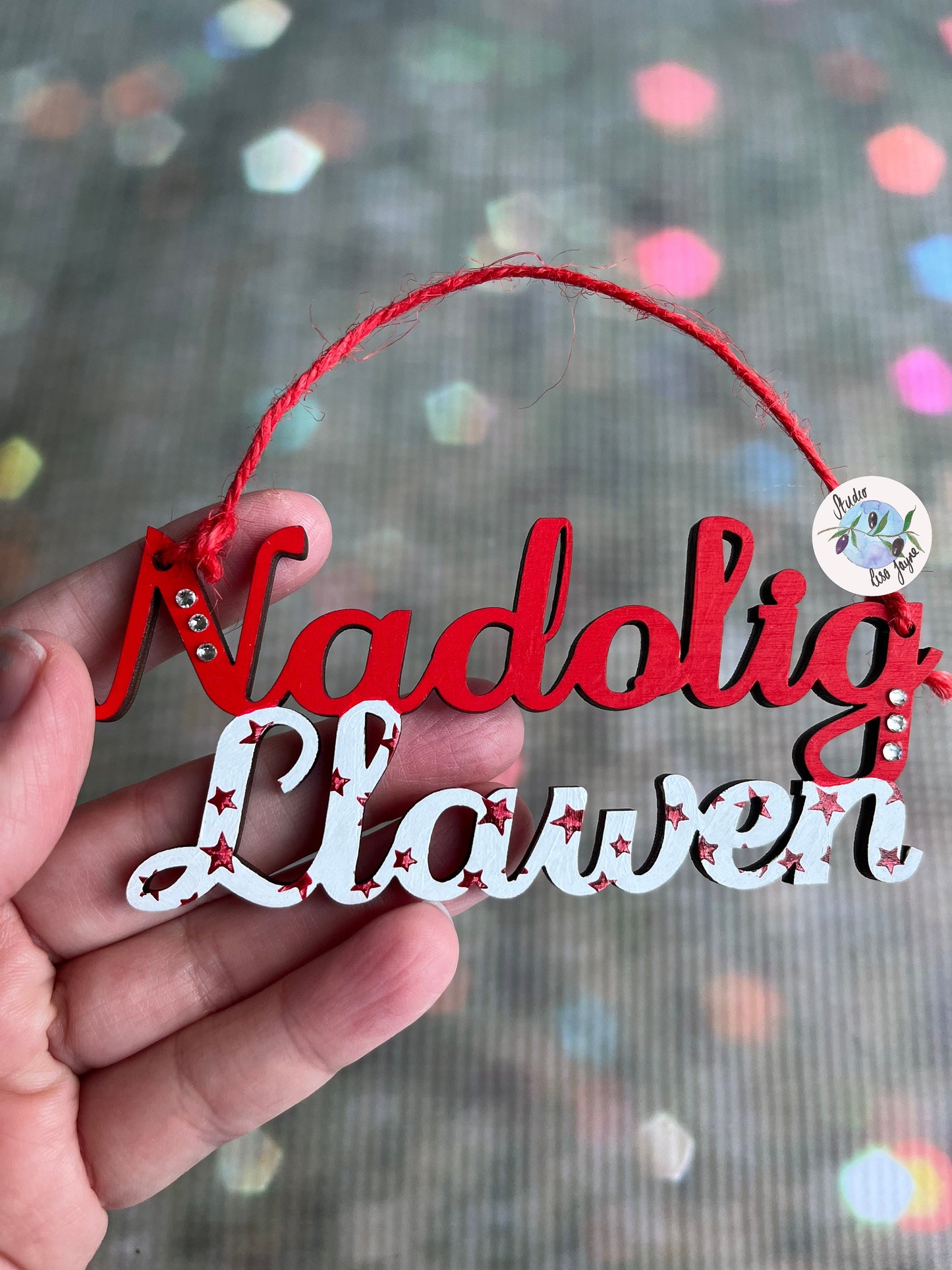 Nadolig Llawen Hanging Christmas Sign Tree Decoration