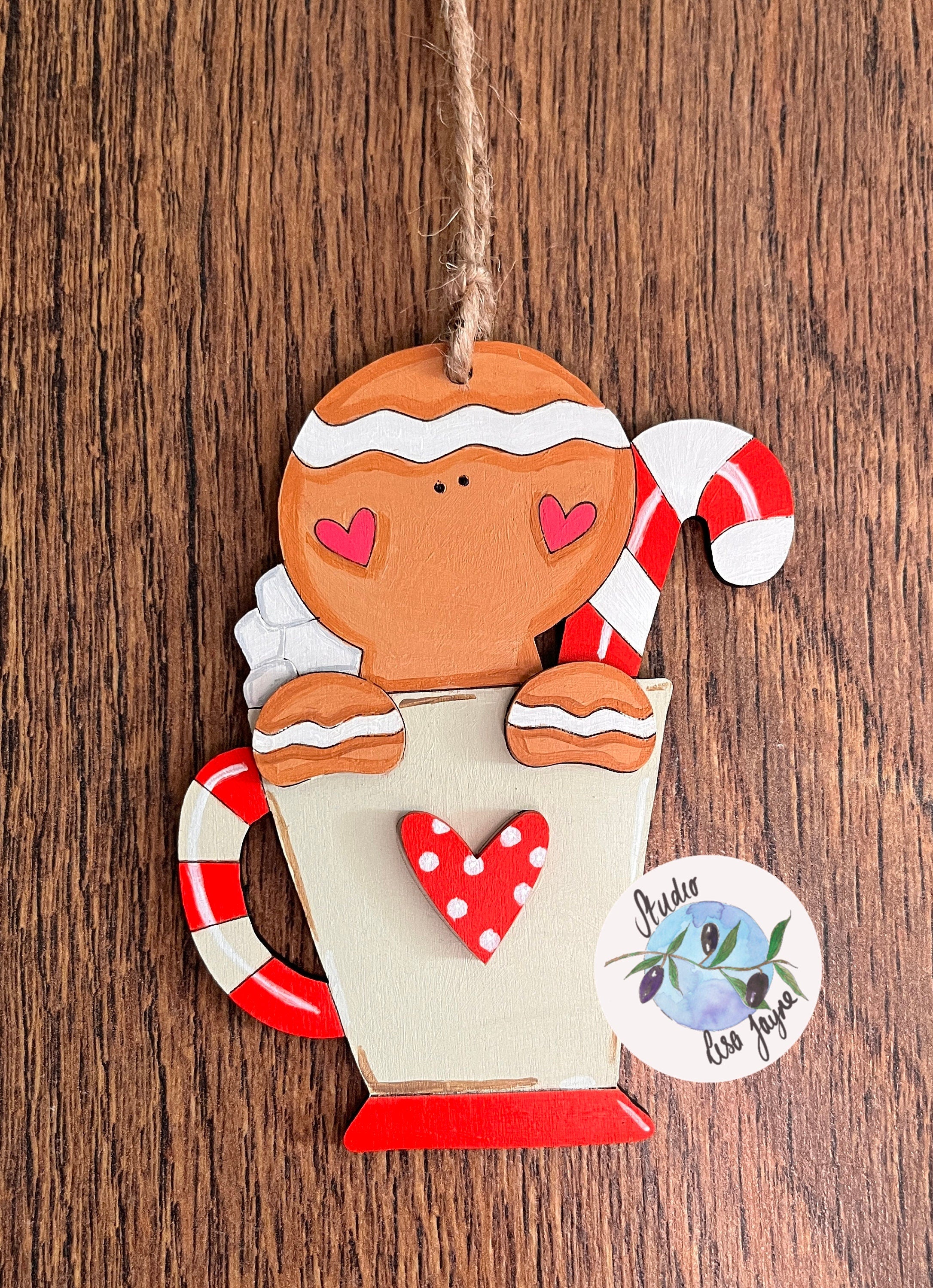 Christmas Gingerbread man or Snowman in a Mug Decoration