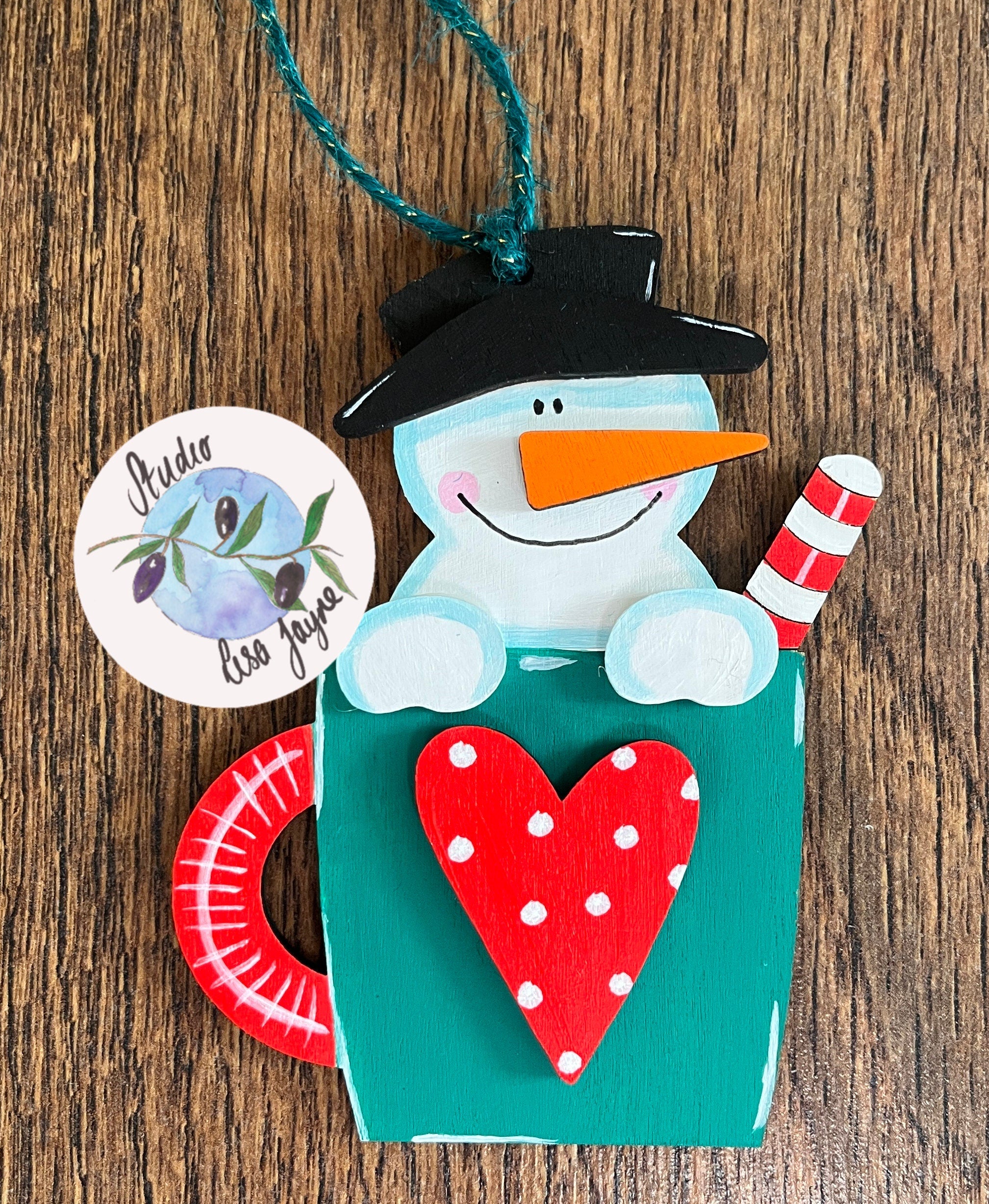 Christmas Gingerbread man or Snowman in a Mug Decoration