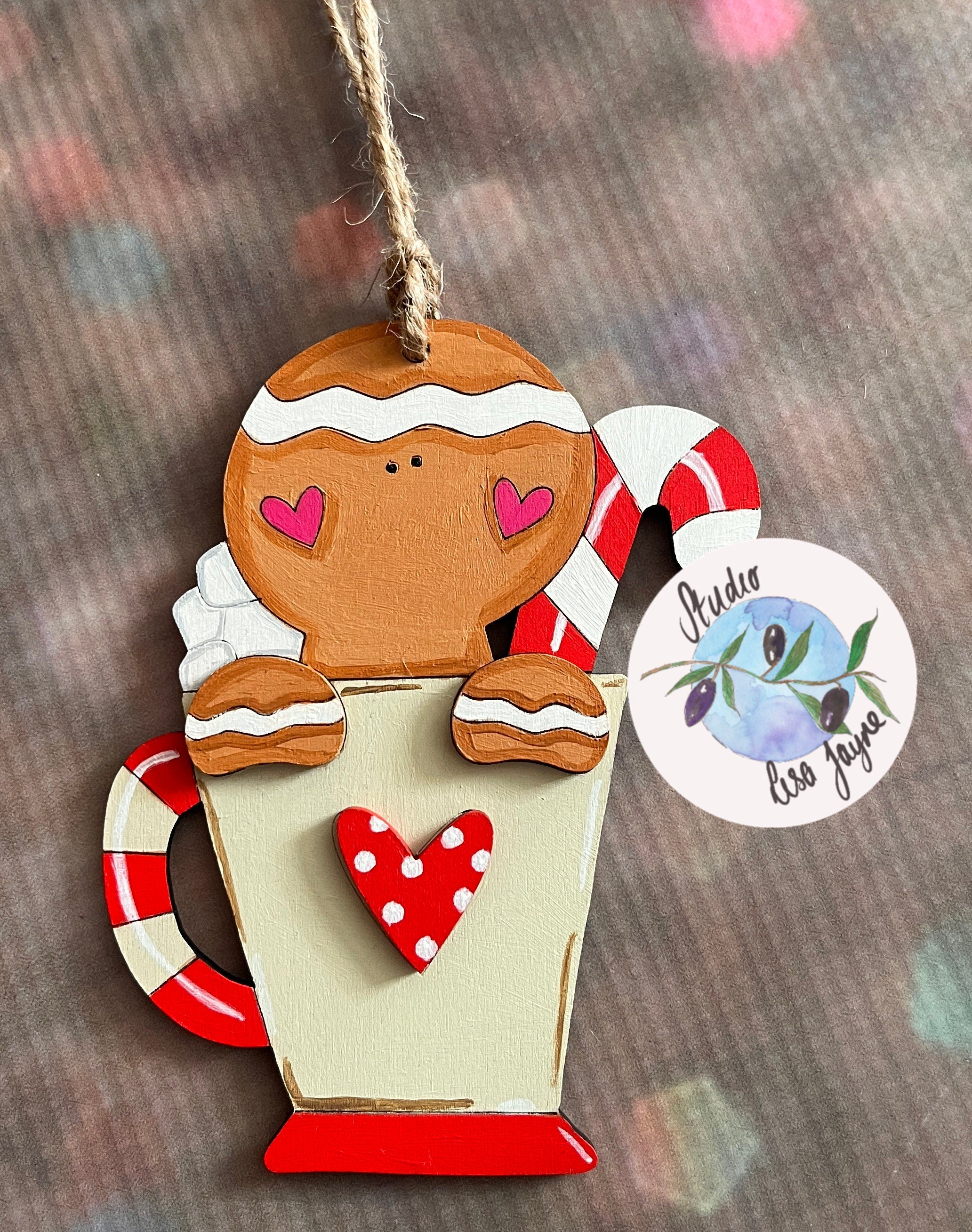 Christmas Gingerbread man or Snowman in a Mug Decoration