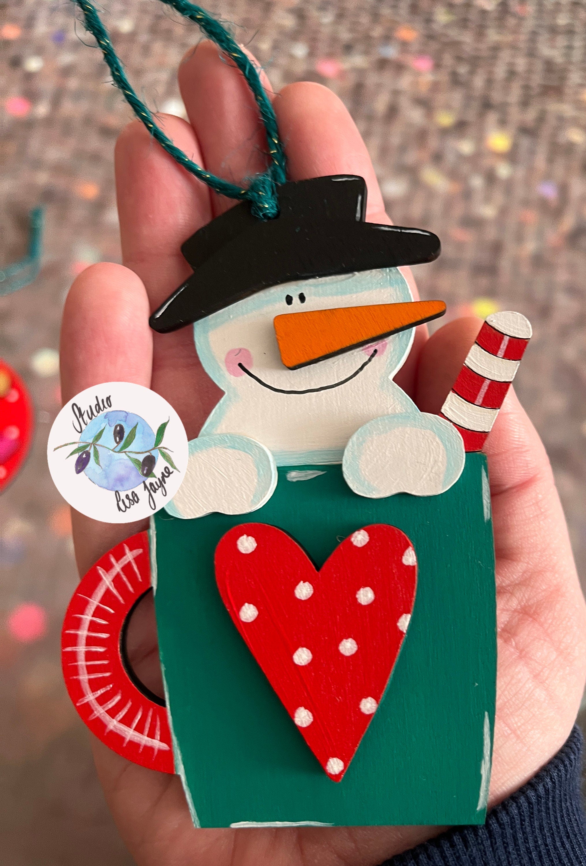 Christmas Gingerbread man or Snowman in a Mug Decoration
