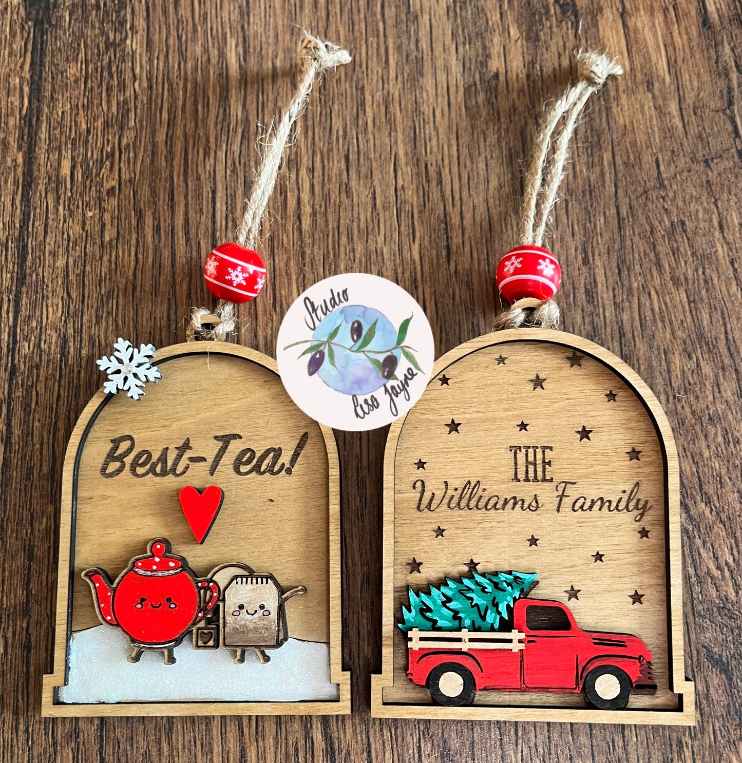 Family Personalised Red Car Christmas Tree Decoration