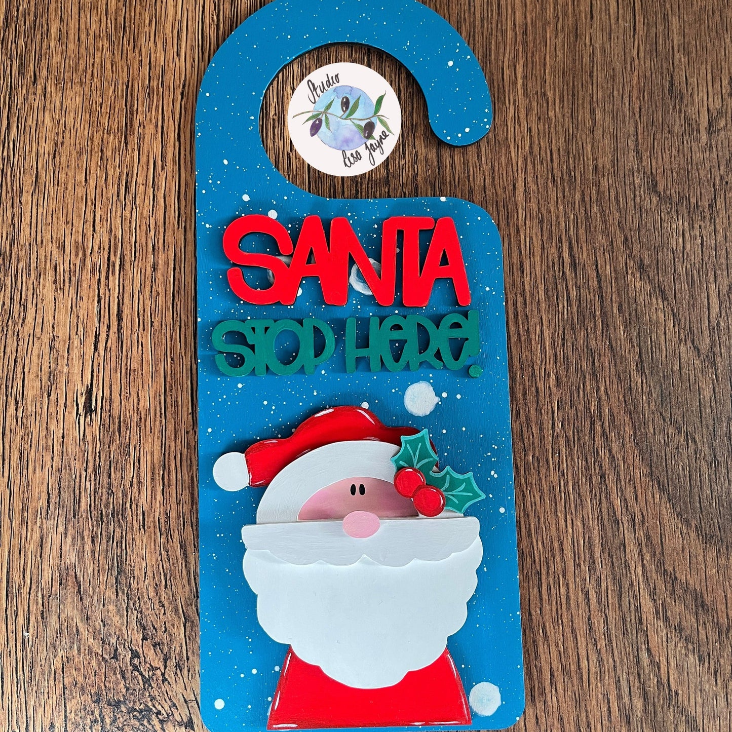 Santa Stop Here Door Hanging Christmas Sign