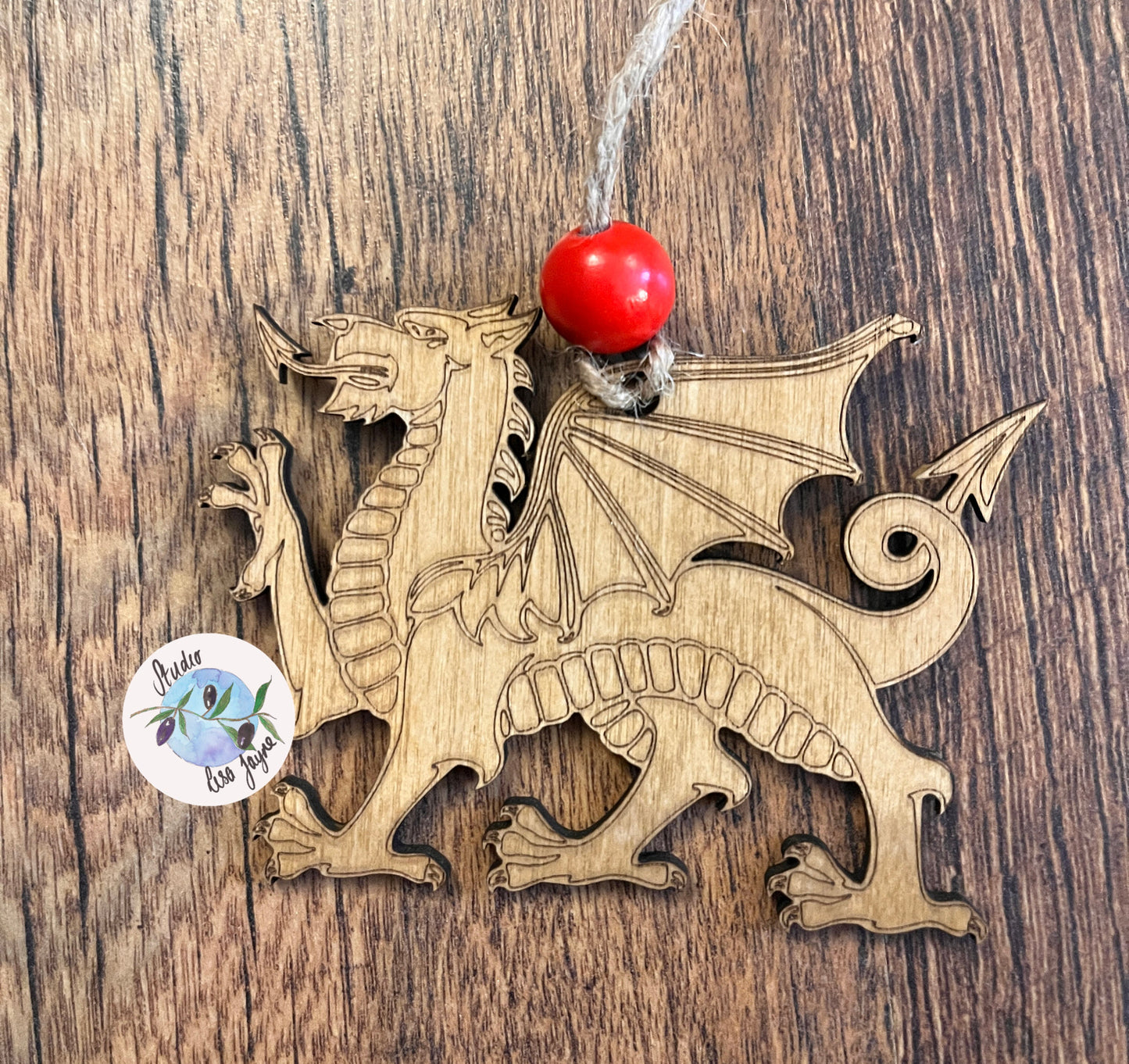 Welsh Dragon Hand Made Wooden Hanging Decor