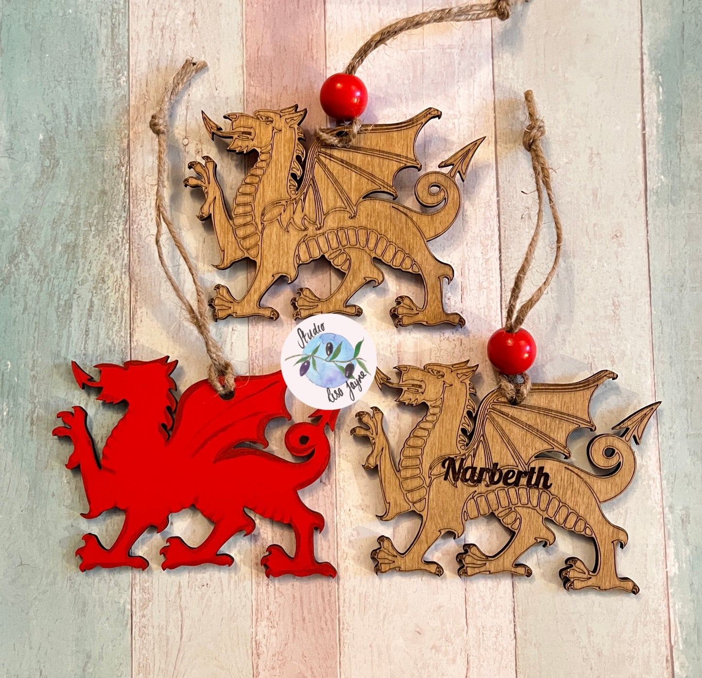 Welsh Dragon Hand Made Wooden Hanging Decor