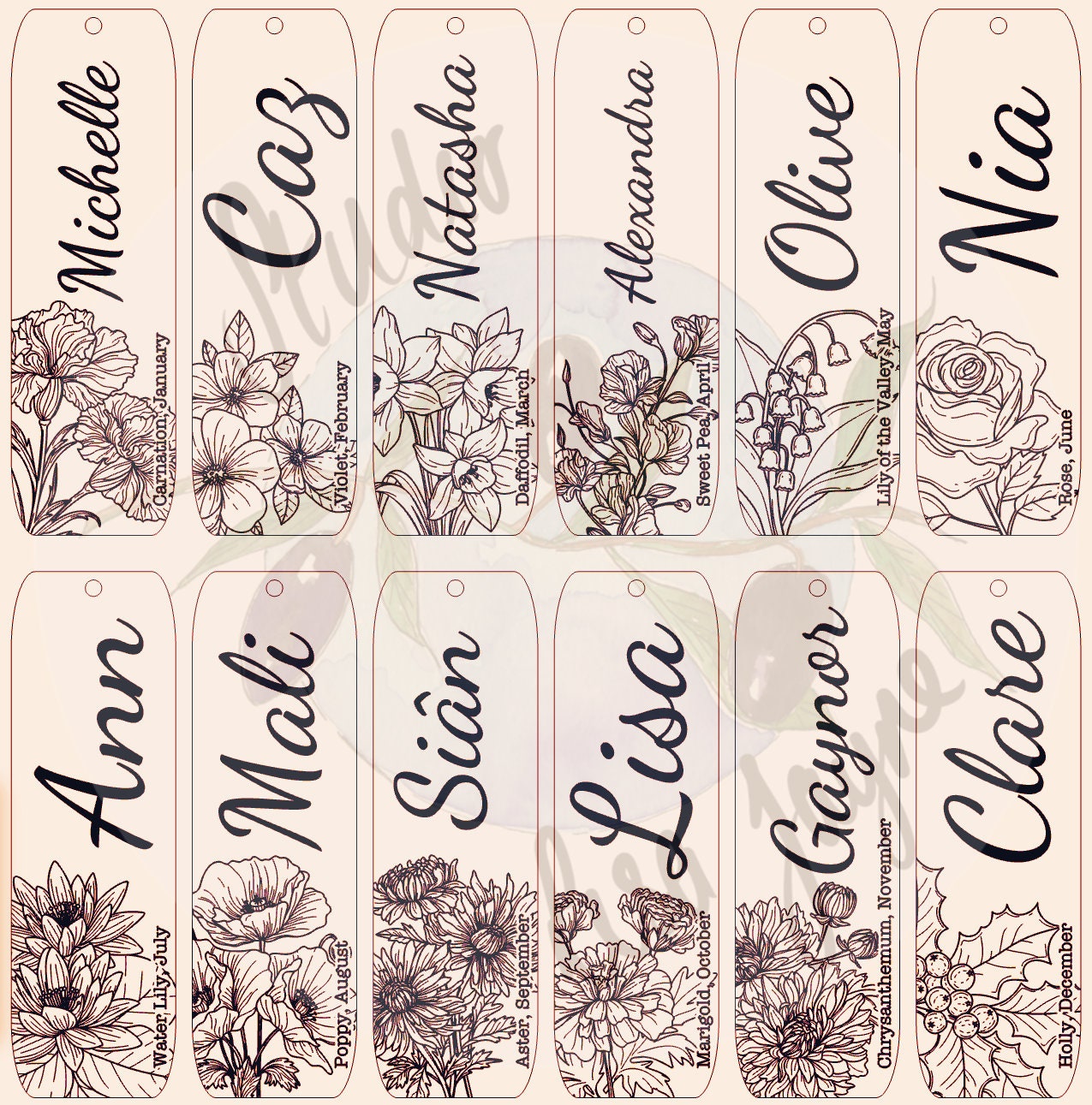 Personalised Birth Flower Bookmark