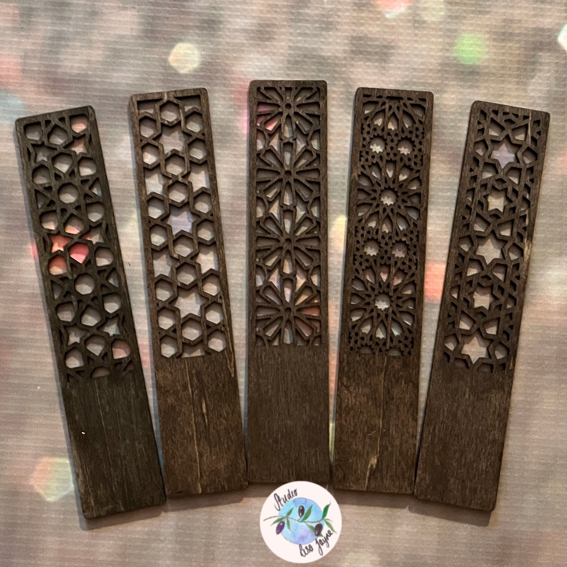 Cut Out Lattice Geometric Effect Wooden Bookmark