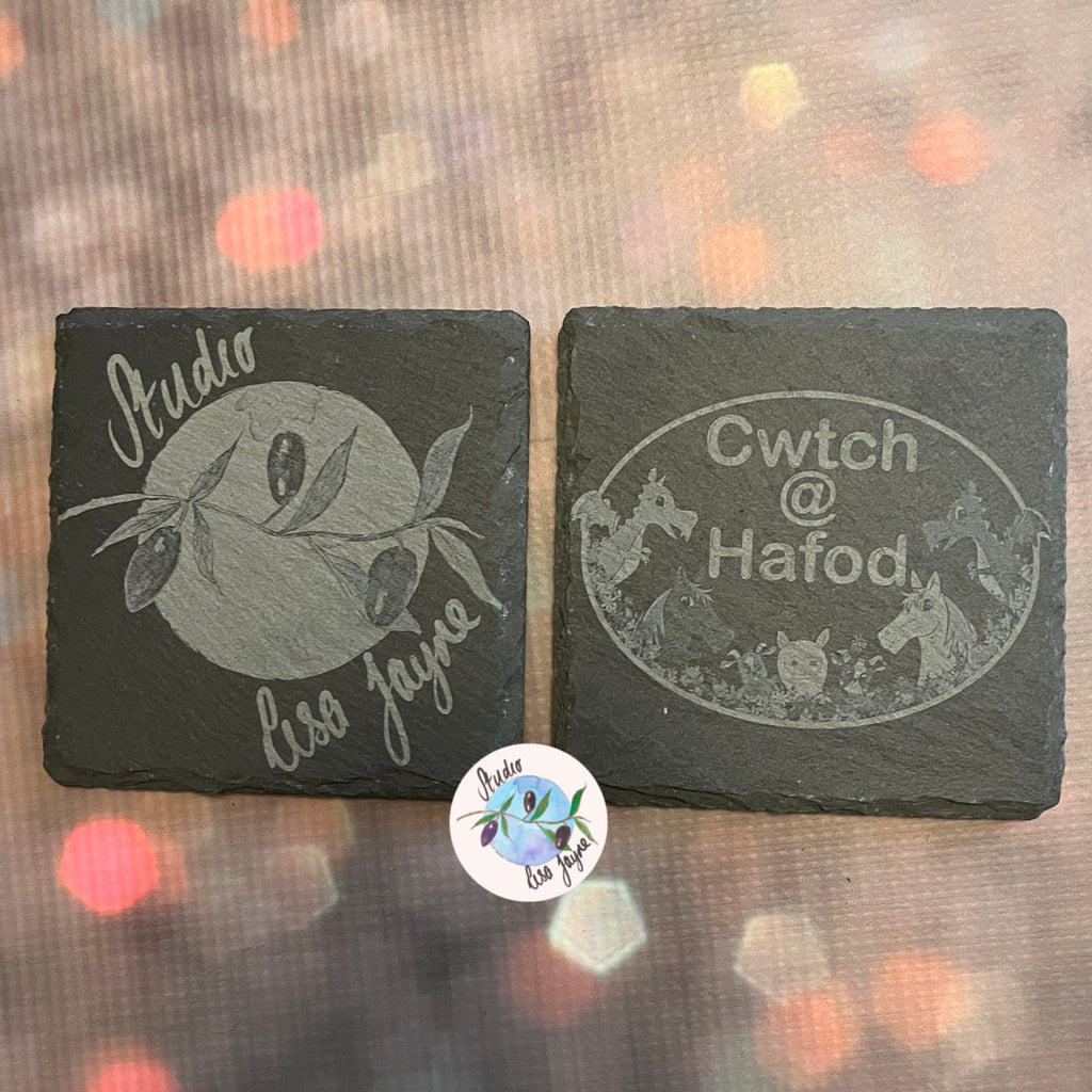 Business Brand Logo Slate Coaster Business