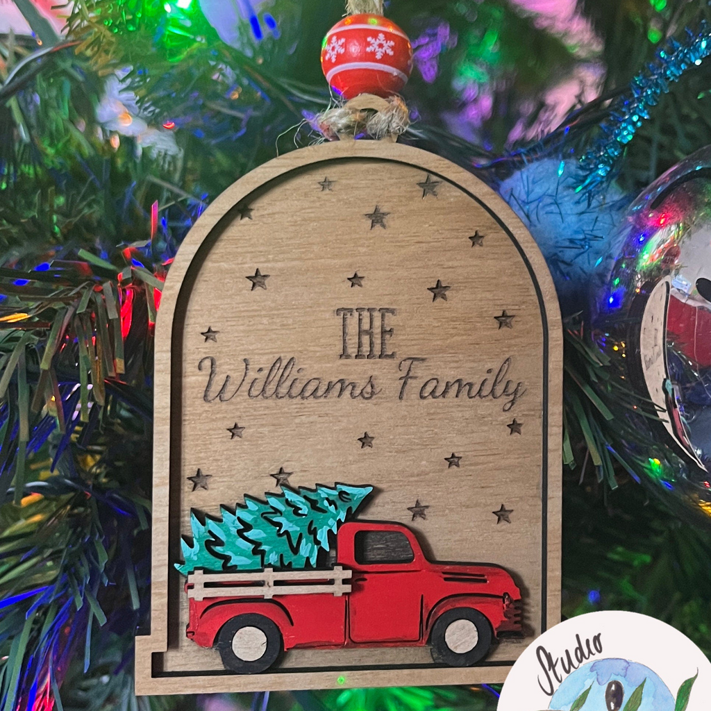 Family Personalised Christmas Tree Decoration - Driving Home for Christmas