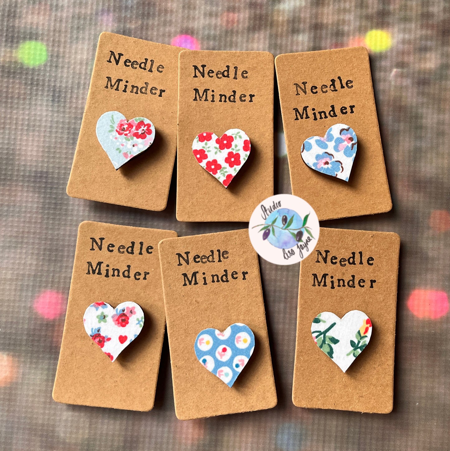 Heart and Toadstool Shaped Needle Minder, Cath Kidston Fabric