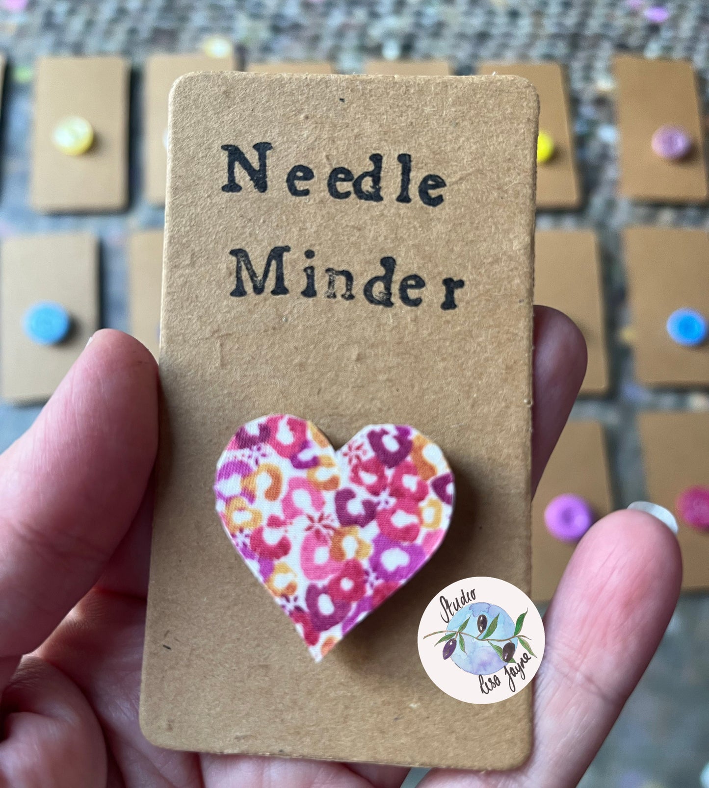 Heart Shaped Needle Minder, Liberty Fabric