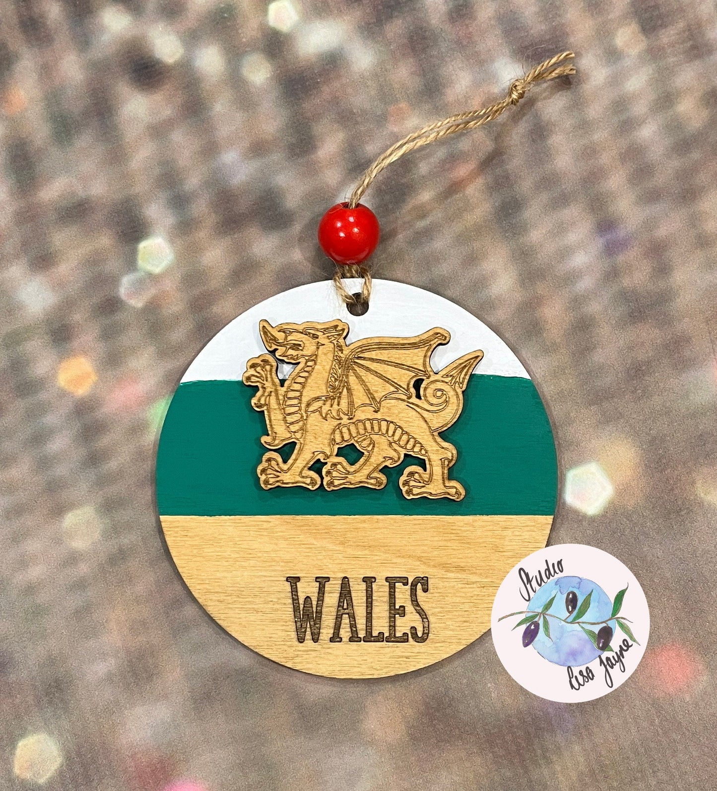 Cymru|Wales Flag Hand Painted Wooden Decoration