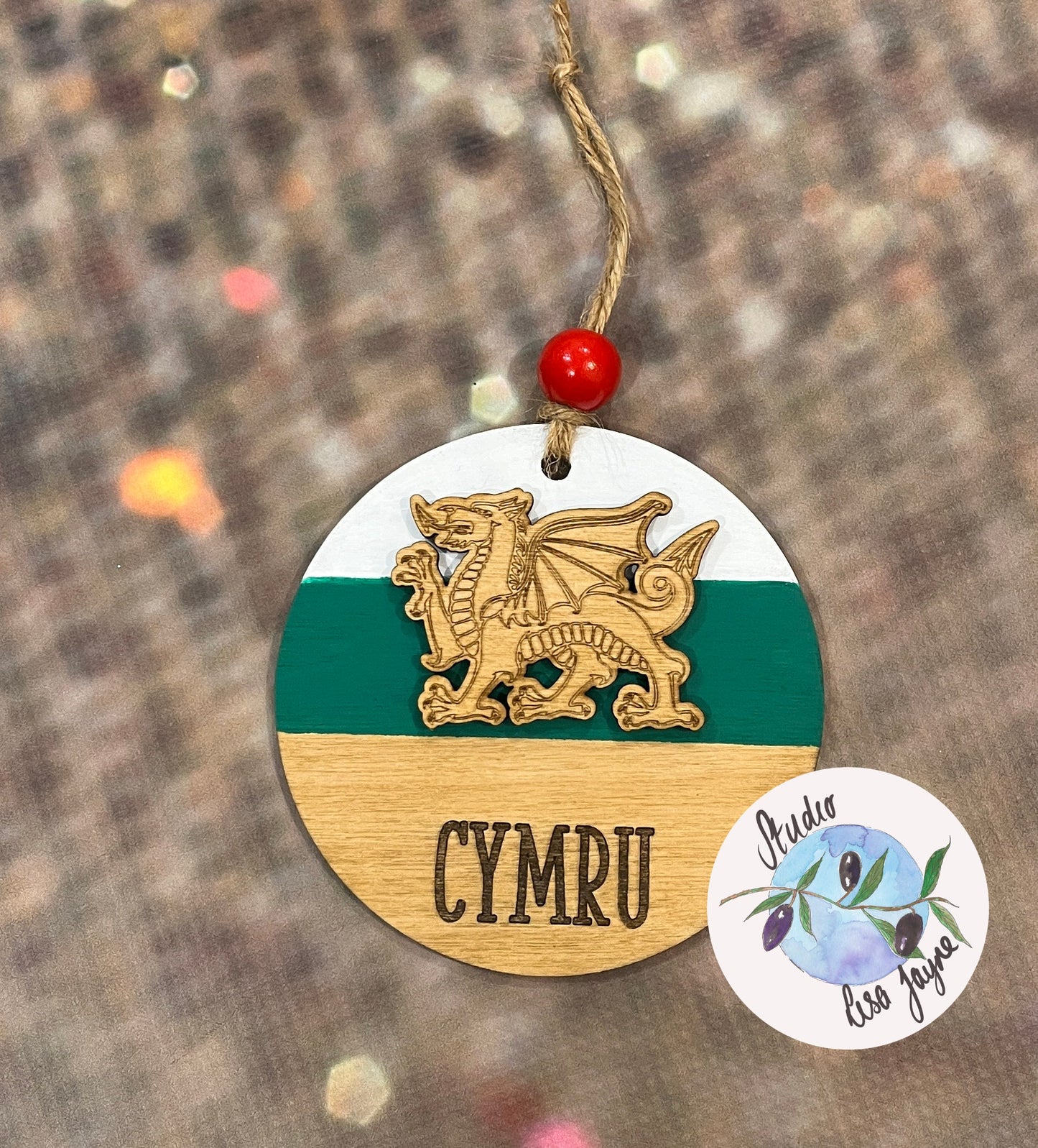 Cymru|Wales Flag Hand Painted Wooden Decoration