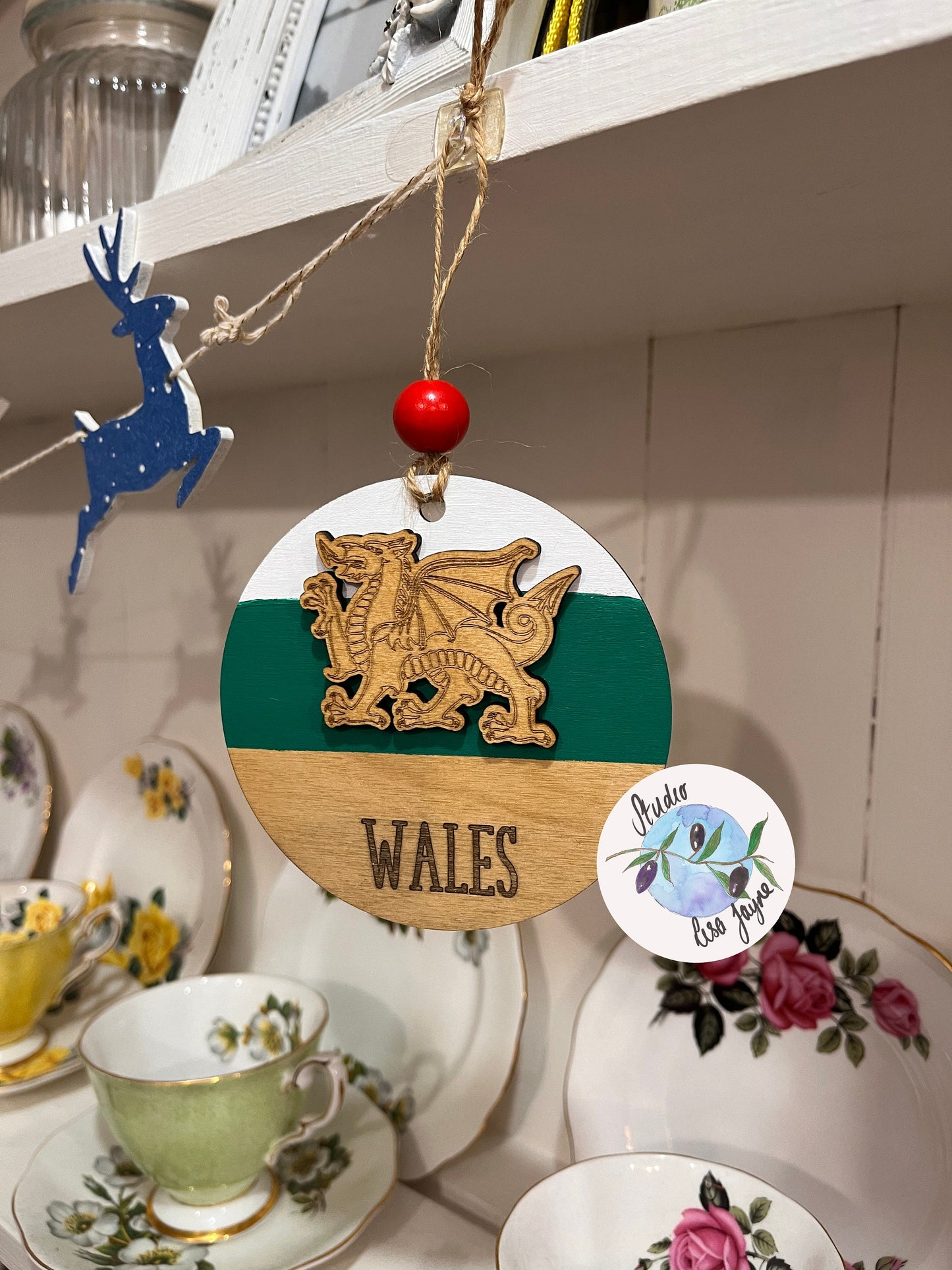 Cymru|Wales Flag Hand Painted Wooden Decoration