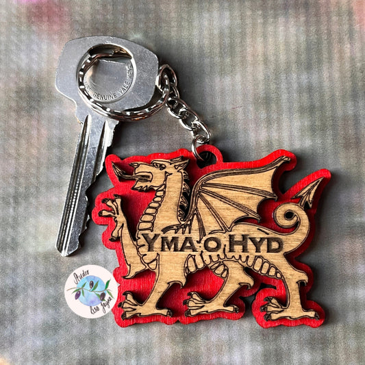 Welsh Dragon Ddraig Goch Keyring Yma O Hyd Personalised