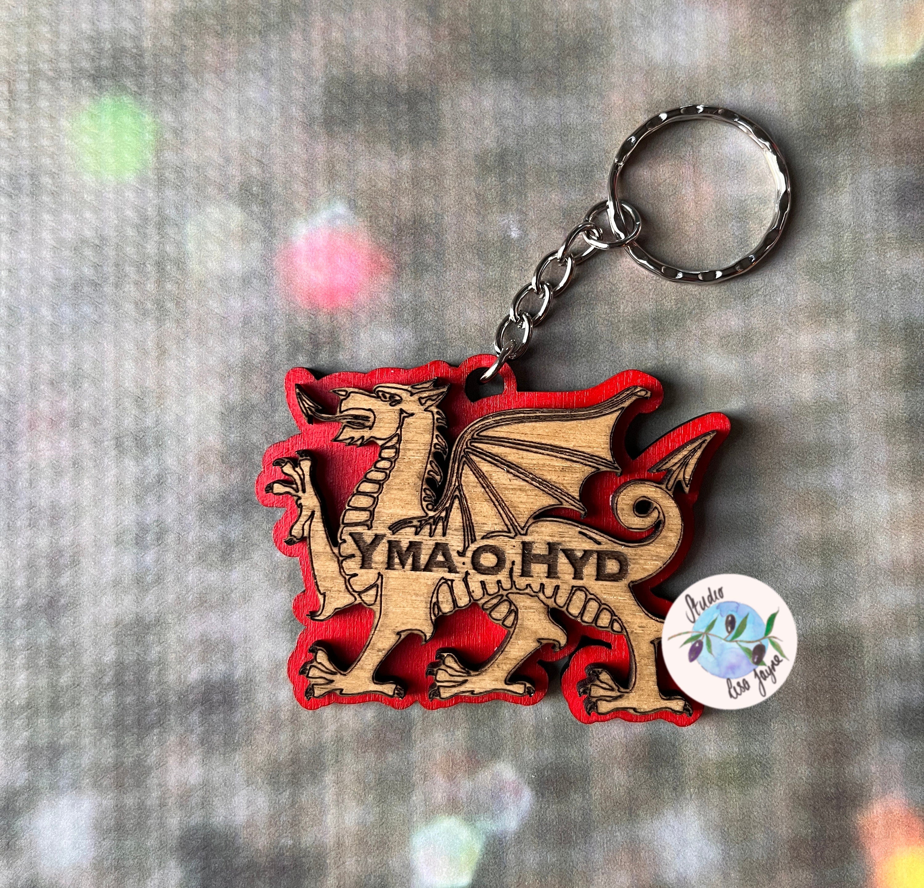 Welsh Dragon Ddraig Goch Keyring Yma O Hyd Personalised