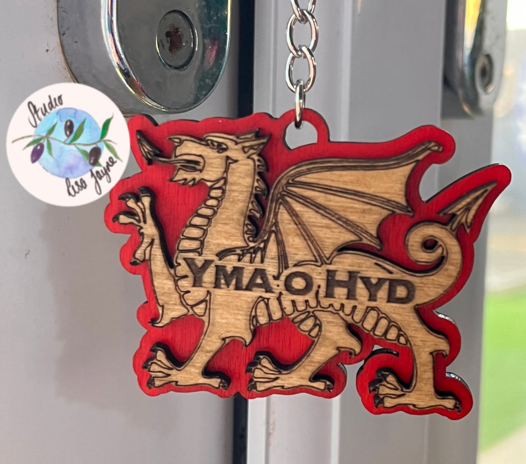 Welsh Dragon Ddraig Goch Keyring Yma O Hyd Personalised