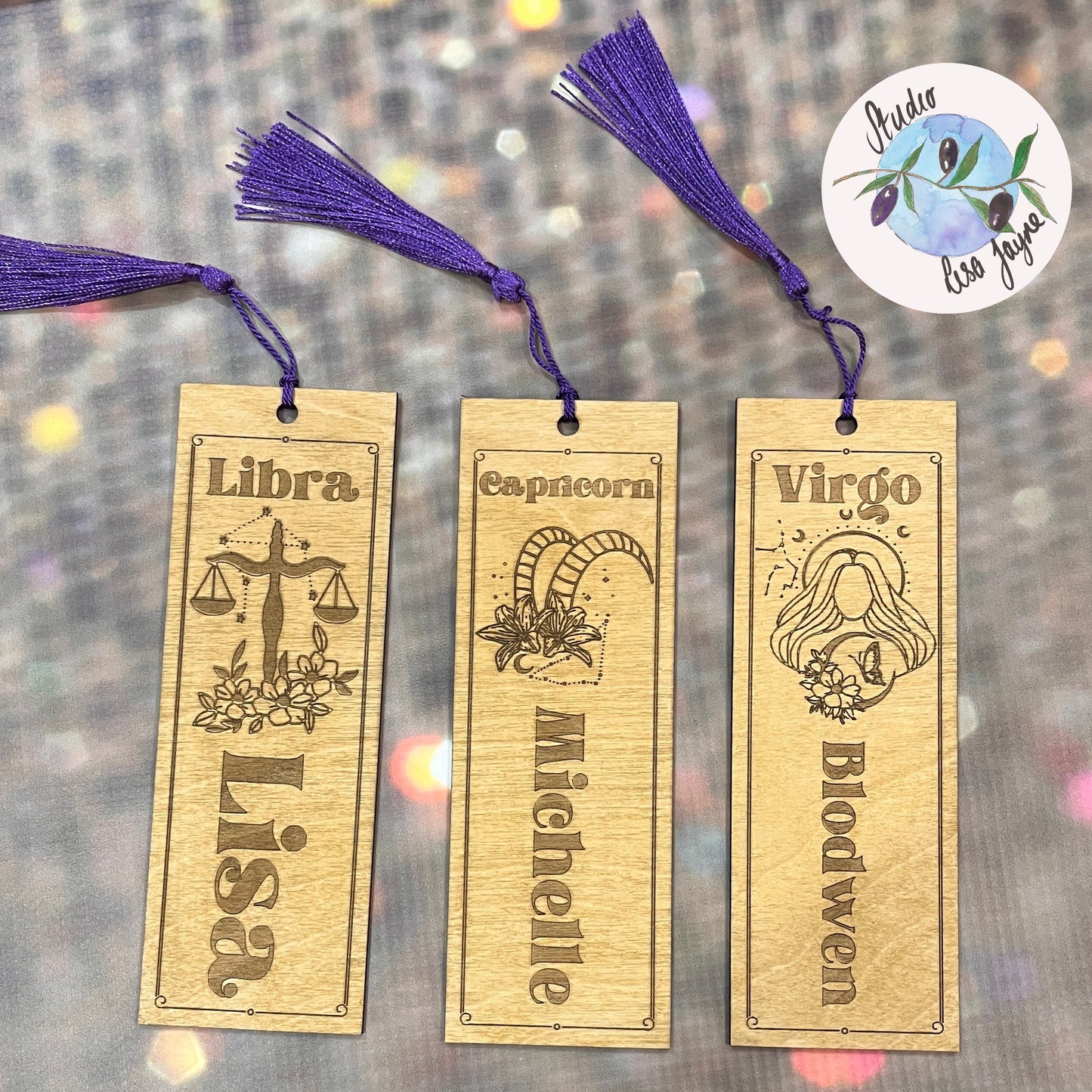 Personalised Star Sign and Flower Bookmark Zodiac