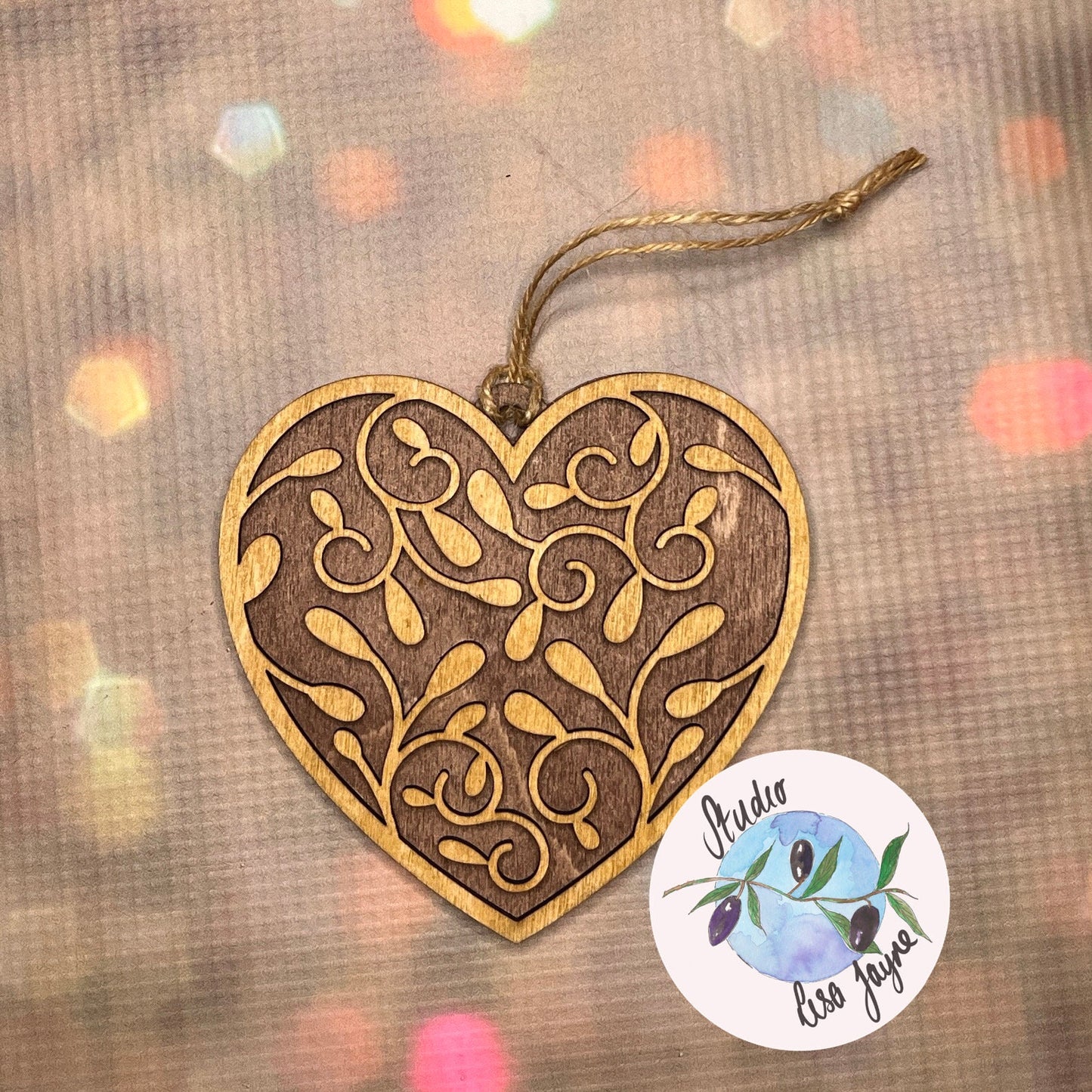 Handmade Hanging Wooden Heart Decoration.  Love, Wedding, Anniversary, Valentine, Love, Personalised Gift.