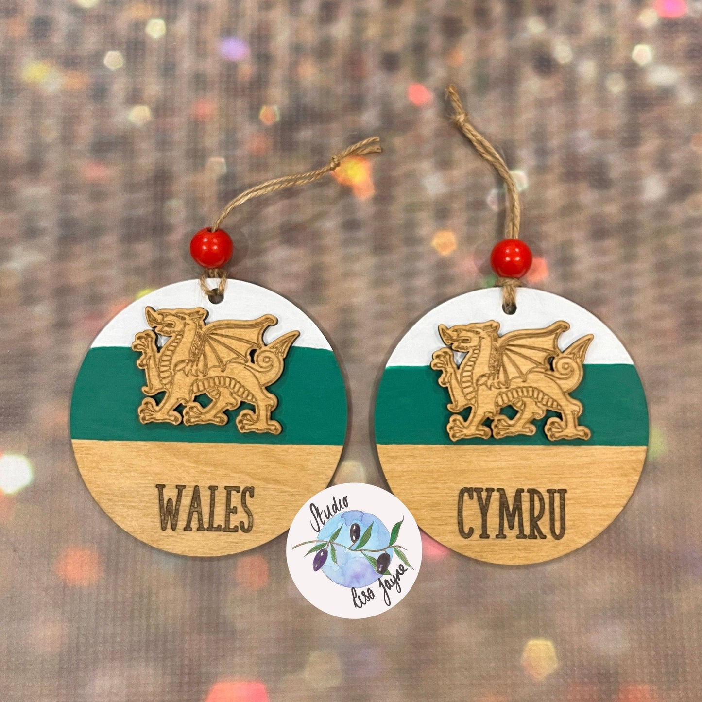 Cymru|Wales Flag Hand Painted Wooden Decoration