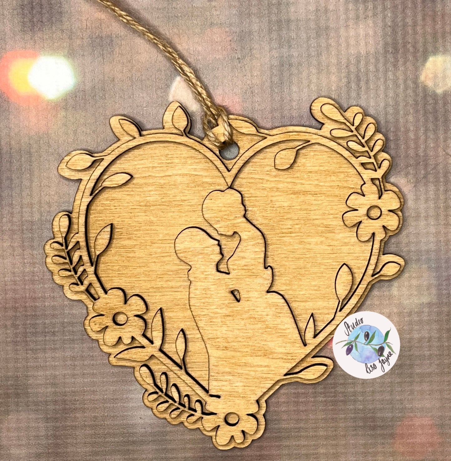 Hanging Wooden Heart Decoration.  Wedding, Anniversary, Valentine, Love, Personalised Gift.