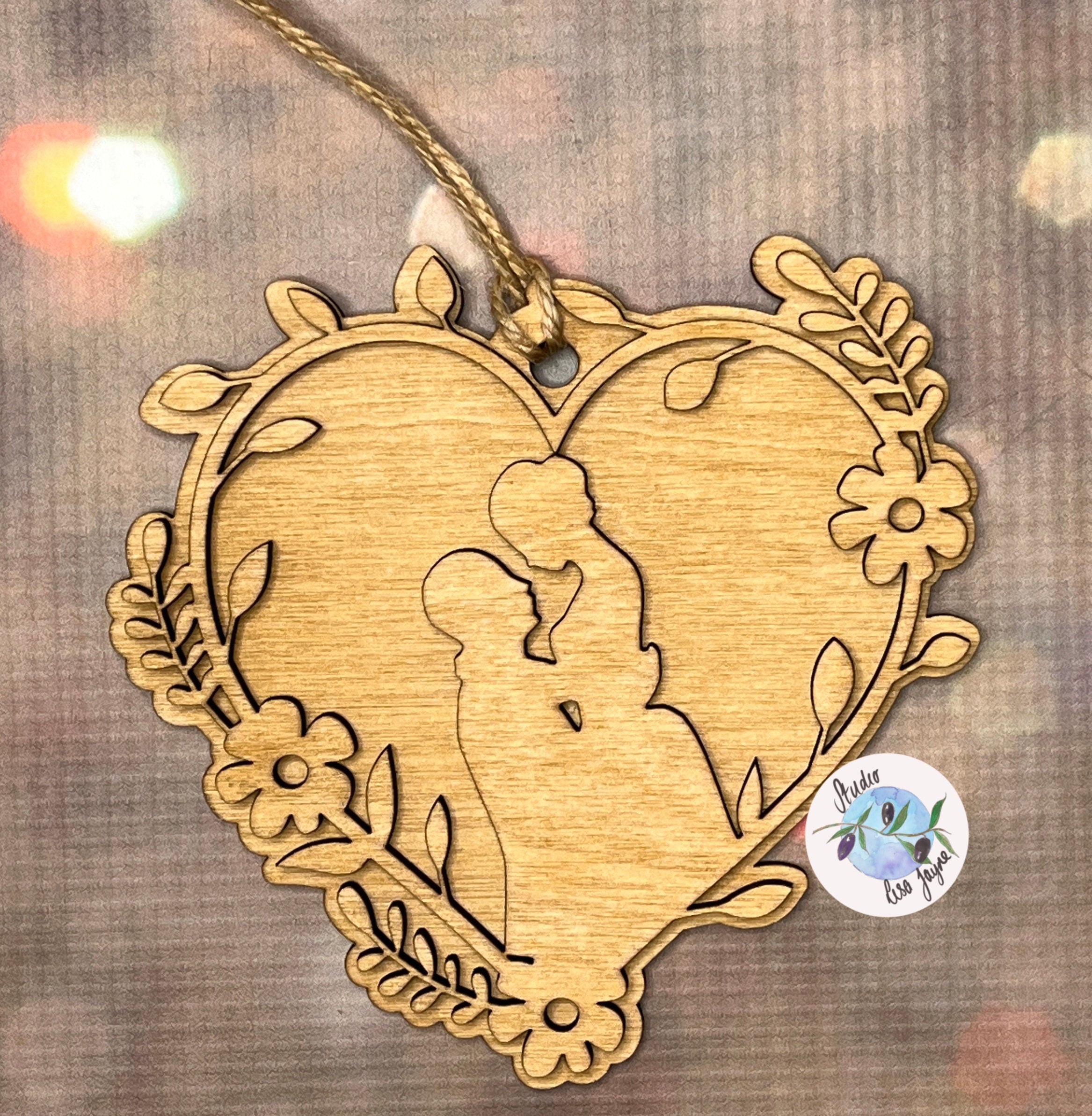 Hanging Wooden Heart Decoration.  Wedding, Anniversary, Valentine, Love, Personalised Gift.