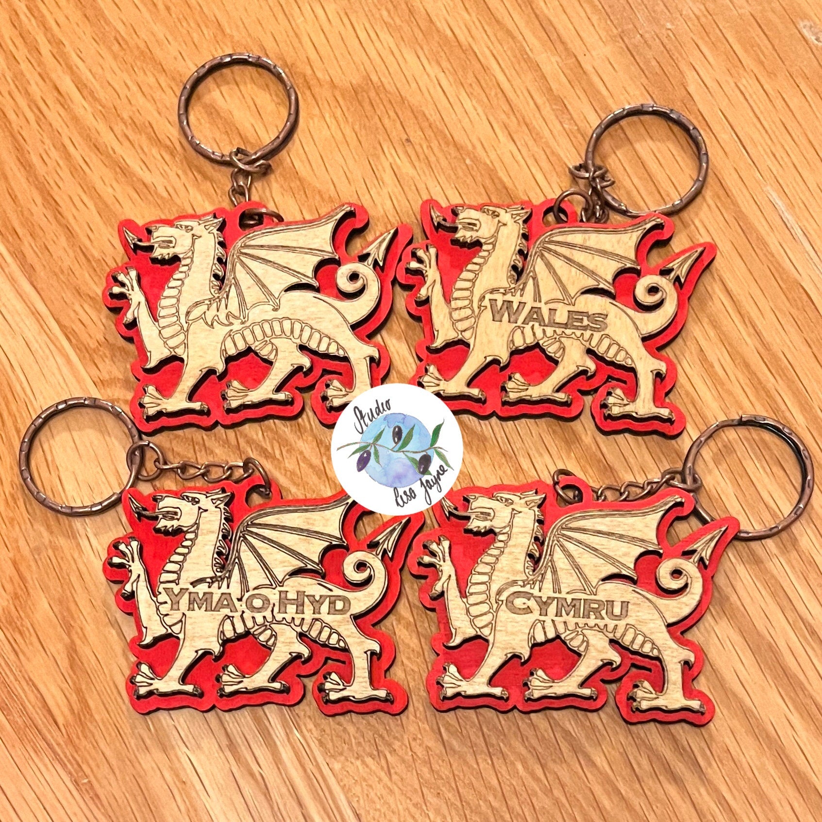 Welsh Dragon Ddraig Goch Keyring Yma O Hyd Personalised