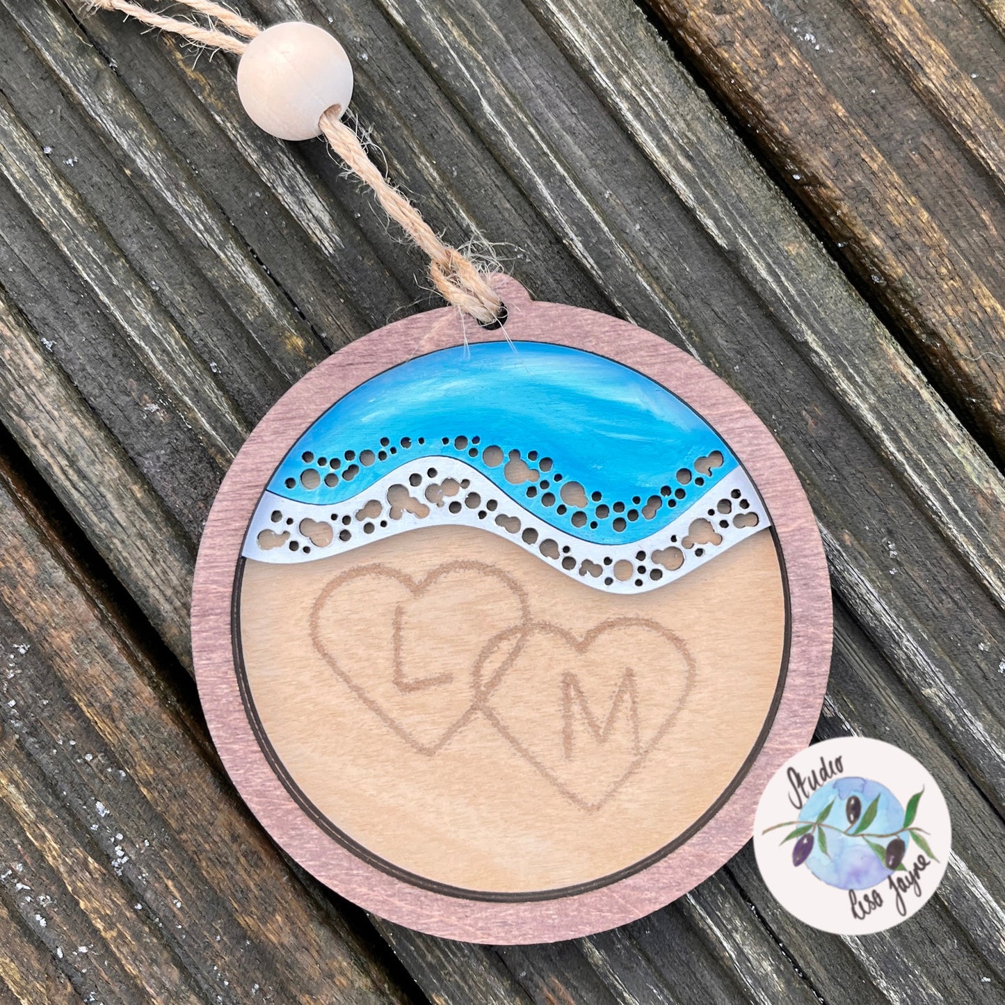 Personalised Beach Hanging Decoration.  Wedding, Anniversary, Honeymoon, Valentine, Love, Gift.