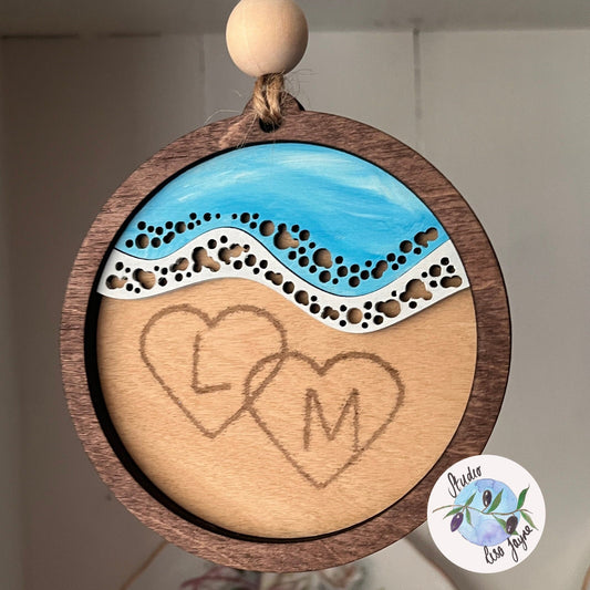 Personalised Beach Hanging Decoration.  Wedding, Anniversary, Honeymoon, Valentine, Love, Gift.