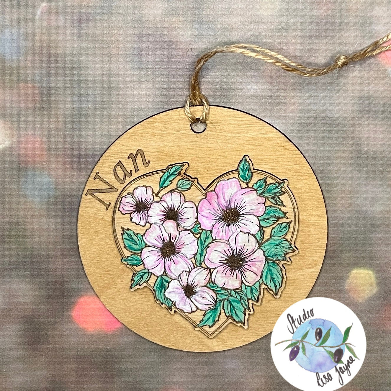 Flower Handpainted Hanging Decoration Mum Nan Personalised