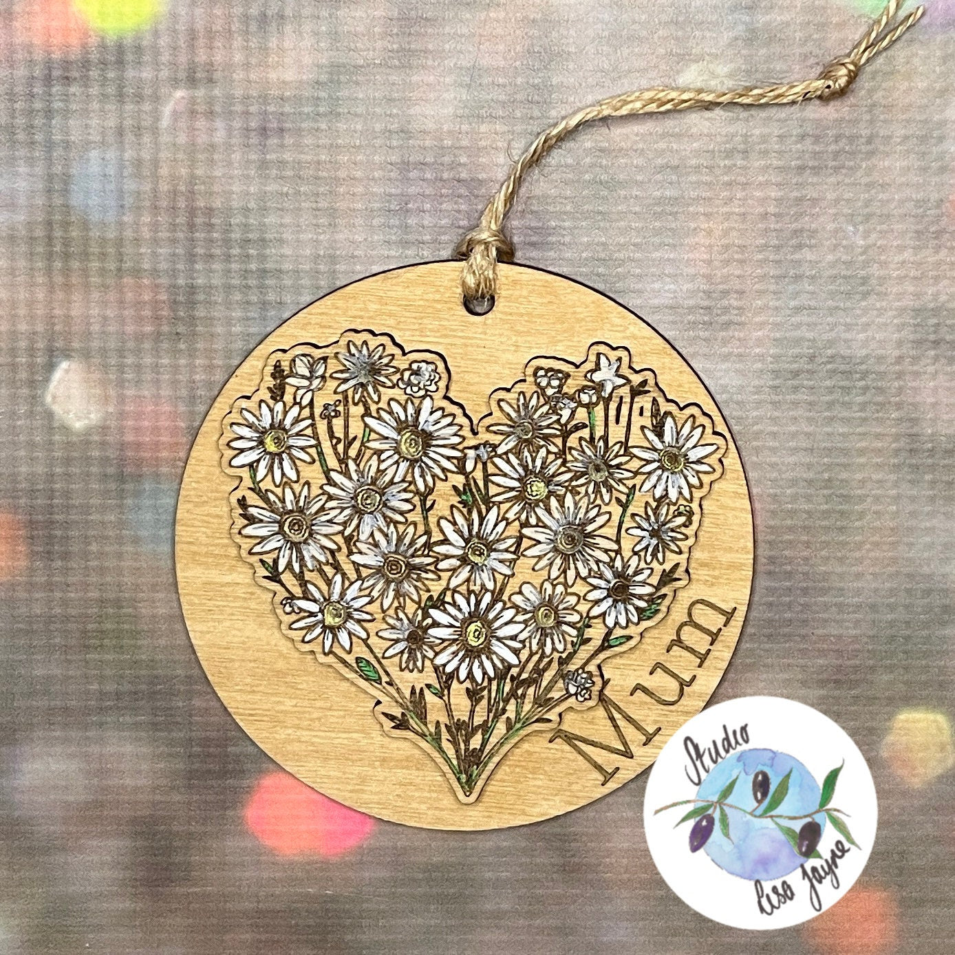 Flower Handpainted Hanging Decoration Mum Nan Personalised