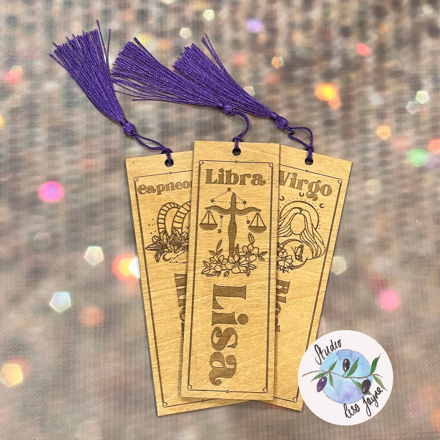 Personalised Star Sign and Flower Bookmark Zodiac