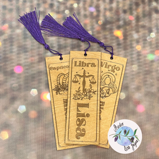 Personalised Star Sign and Flower Bookmark Zodiac