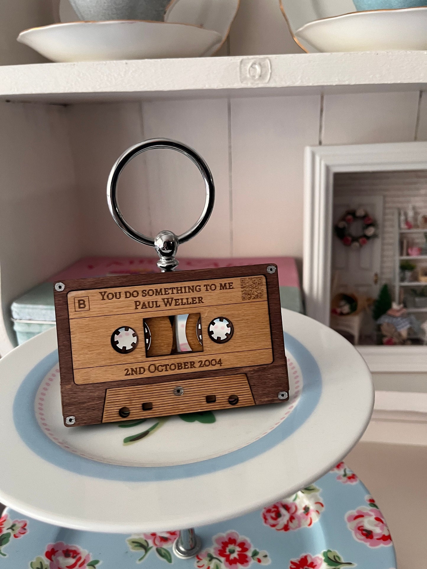 Personalised Mix Tape Decoration Showing Wedding First Dance Song and Name of Bride and Groom - includes QR Code to music video - On display home decor