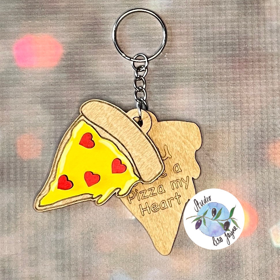 Pizza Love Keyring - Valentine Day You Stole A Pizza My Heart