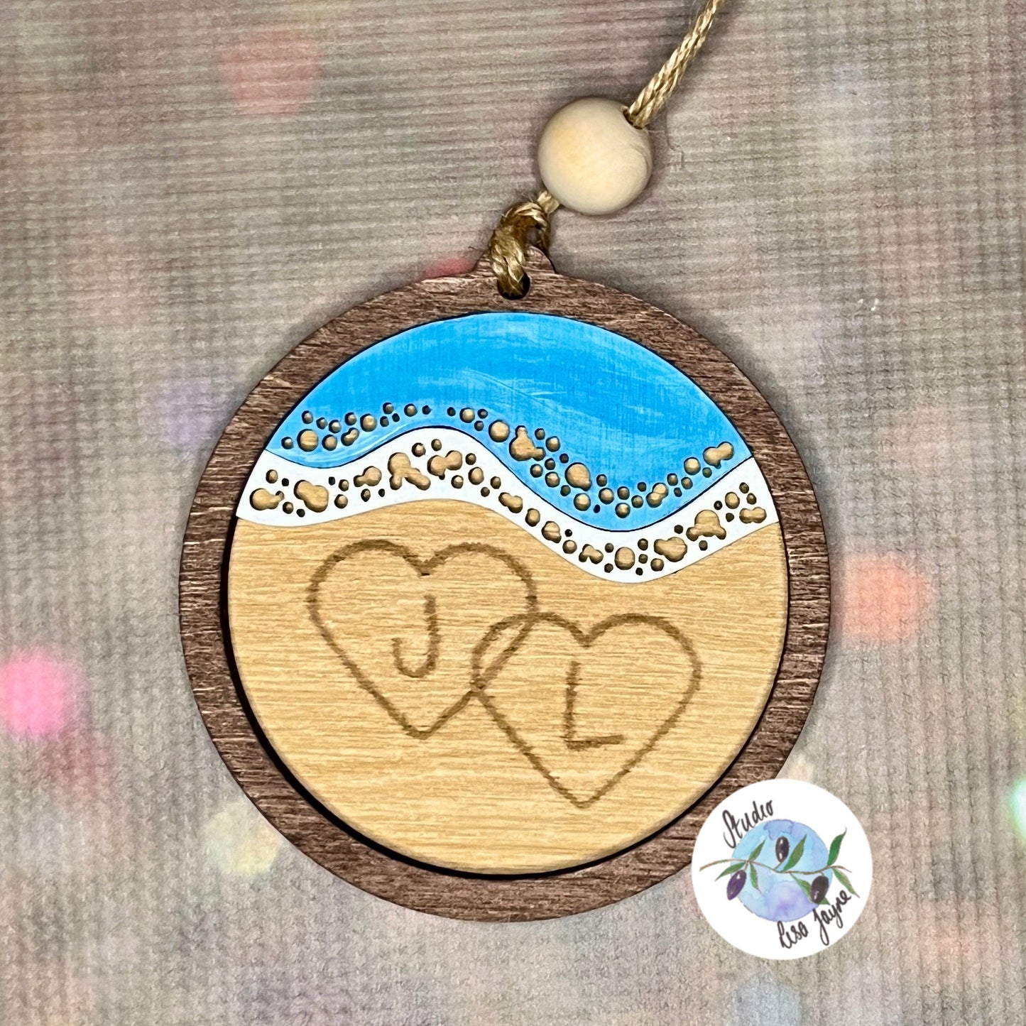 Personalised Beach Hanging Decoration.  Wedding, Anniversary, Honeymoon, Valentine, Love, Gift.